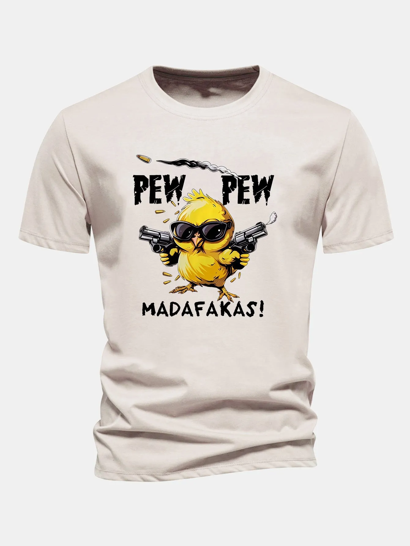 Regular Fit PEW PEW MADAFAKAS Chicken Print Cotton T-Shirt sold by Hoooyi product image thumbnail 3