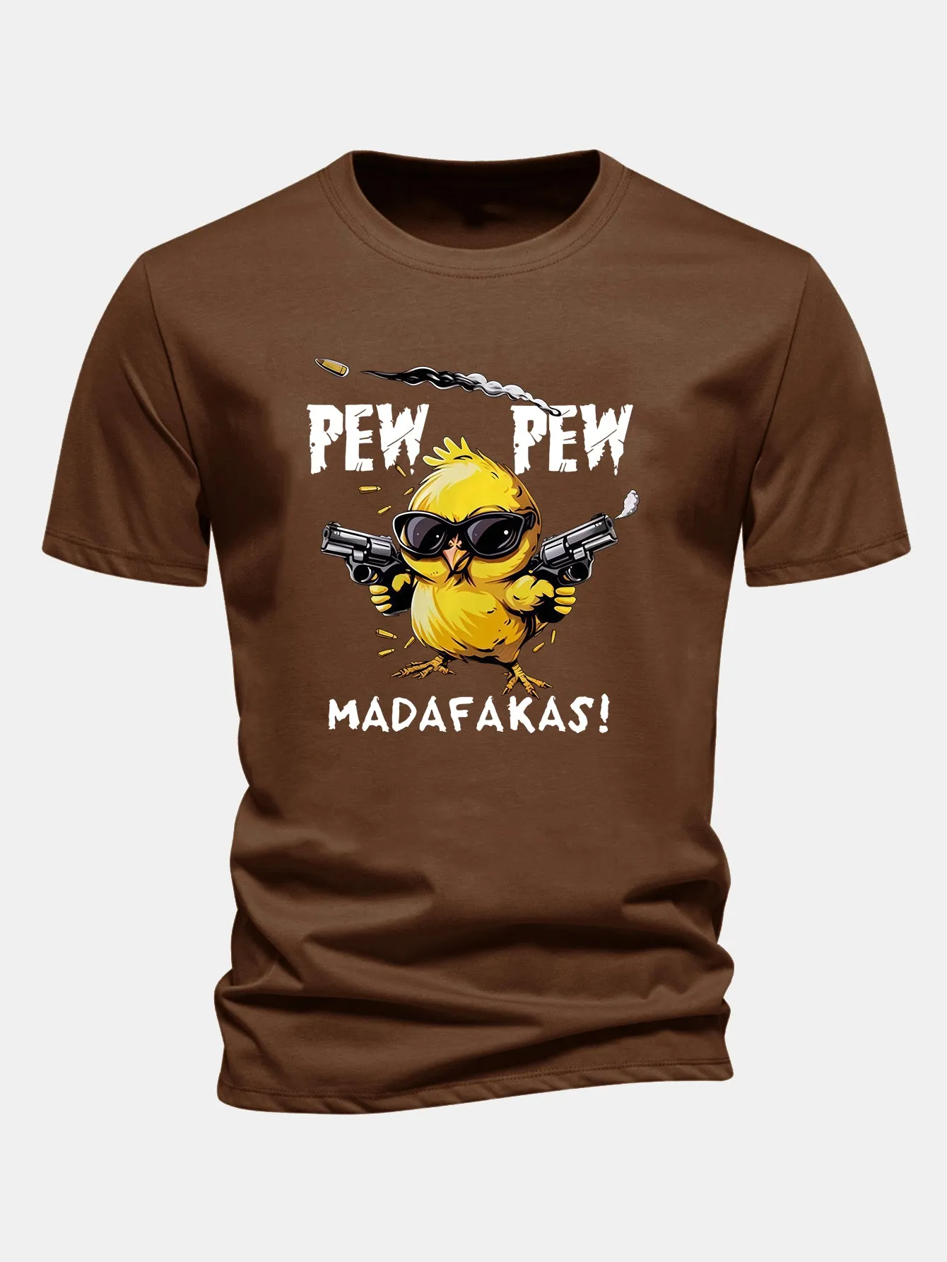 Regular Fit PEW PEW MADAFAKAS Chicken Print Cotton T-Shirt sold by Hoooyi product image thumbnail 4