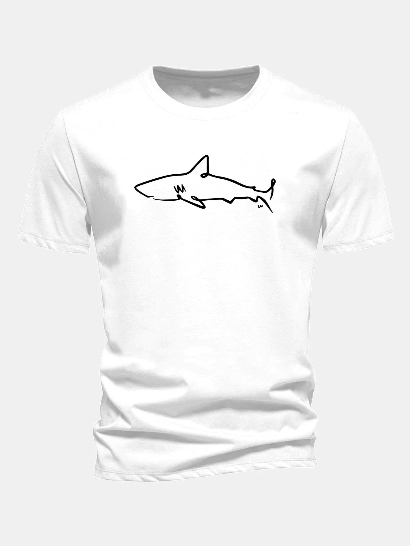 Regular Fit Shark Print Cotton T-Shirt sold by Hoooyi product image thumbnail 3