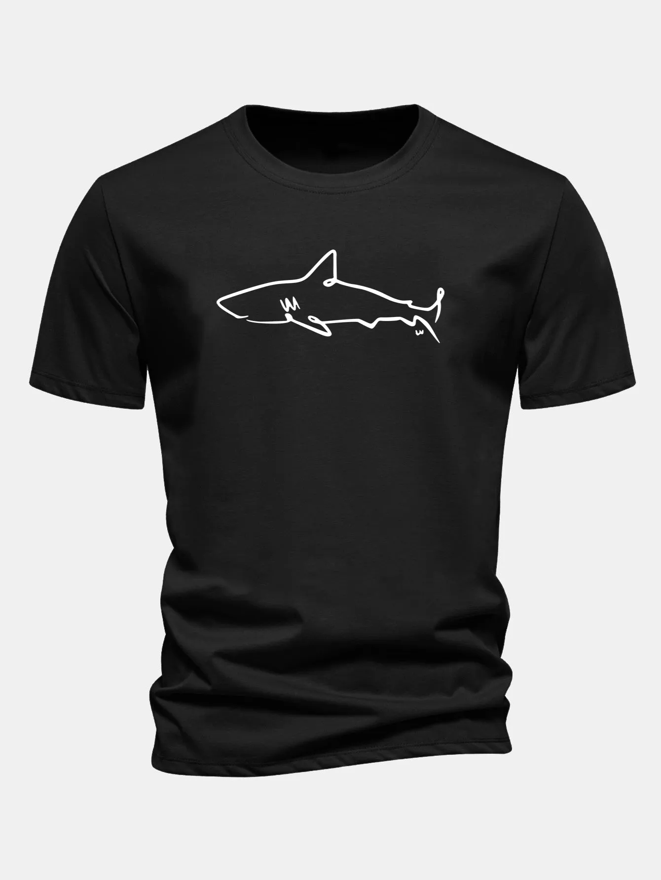 Regular Fit Shark Print Cotton T-Shirt sold by Hoooyi product image thumbnail 2
