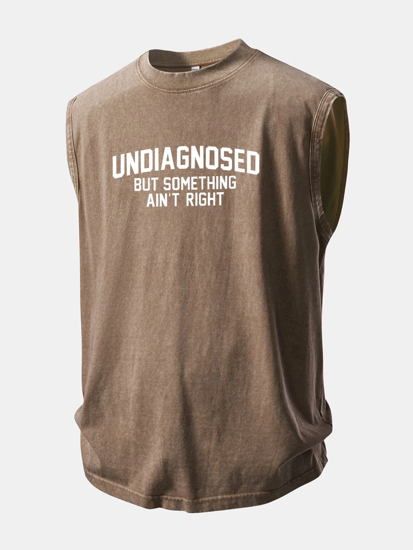 Undiagnosed But Something Ain't Right Print Washed Distressed Tank Top sold by Hoooyi product image thumbnail 5
