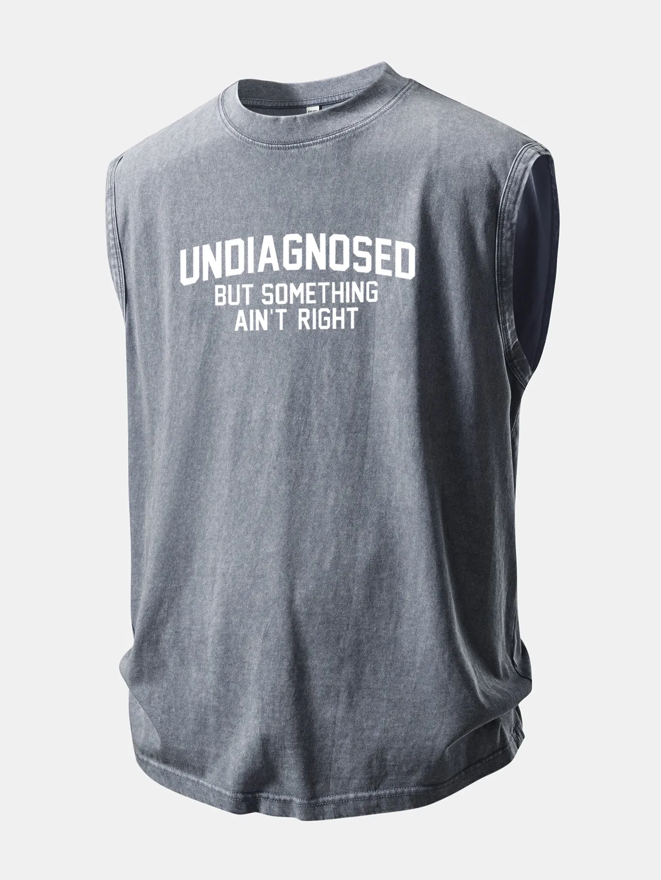 Undiagnosed But Something Ain't Right Print Washed Distressed Tank Top sold by Hoooyi product image thumbnail 3