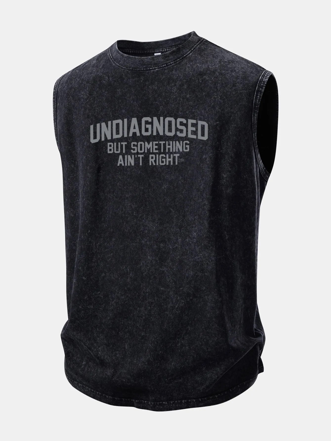 Undiagnosed But Something Ain't Right Print Washed Distressed Tank Top sold by Hoooyi
