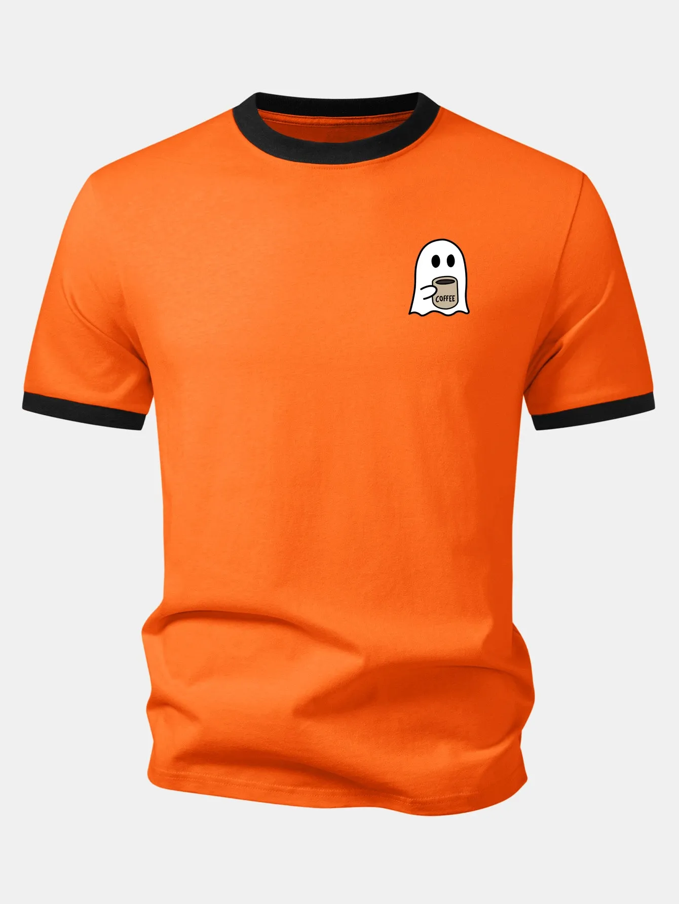Ghost Print Contrast Ringer T-Shirt sold by Hoooyi product image thumbnail 3