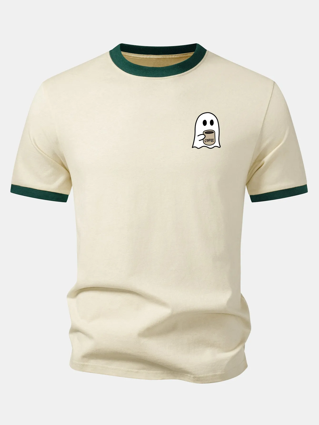 Ghost Print Contrast Ringer T-Shirt sold by Hoooyi product image thumbnail 5