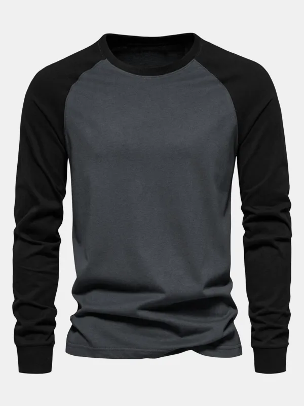 Long Sleeve Cotton Raglan Sleeve T-Shirt made by Hoooyi