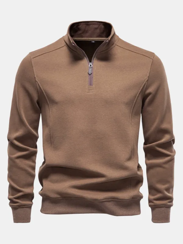 Contrast Quarter-Zip Stand Collar Sweatshirt made by Armani Exchange