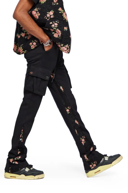 “BLEK LE RAT” FRENCH TERRY STACKED FLARE JEAN ORANGE MULTI made by valabasas