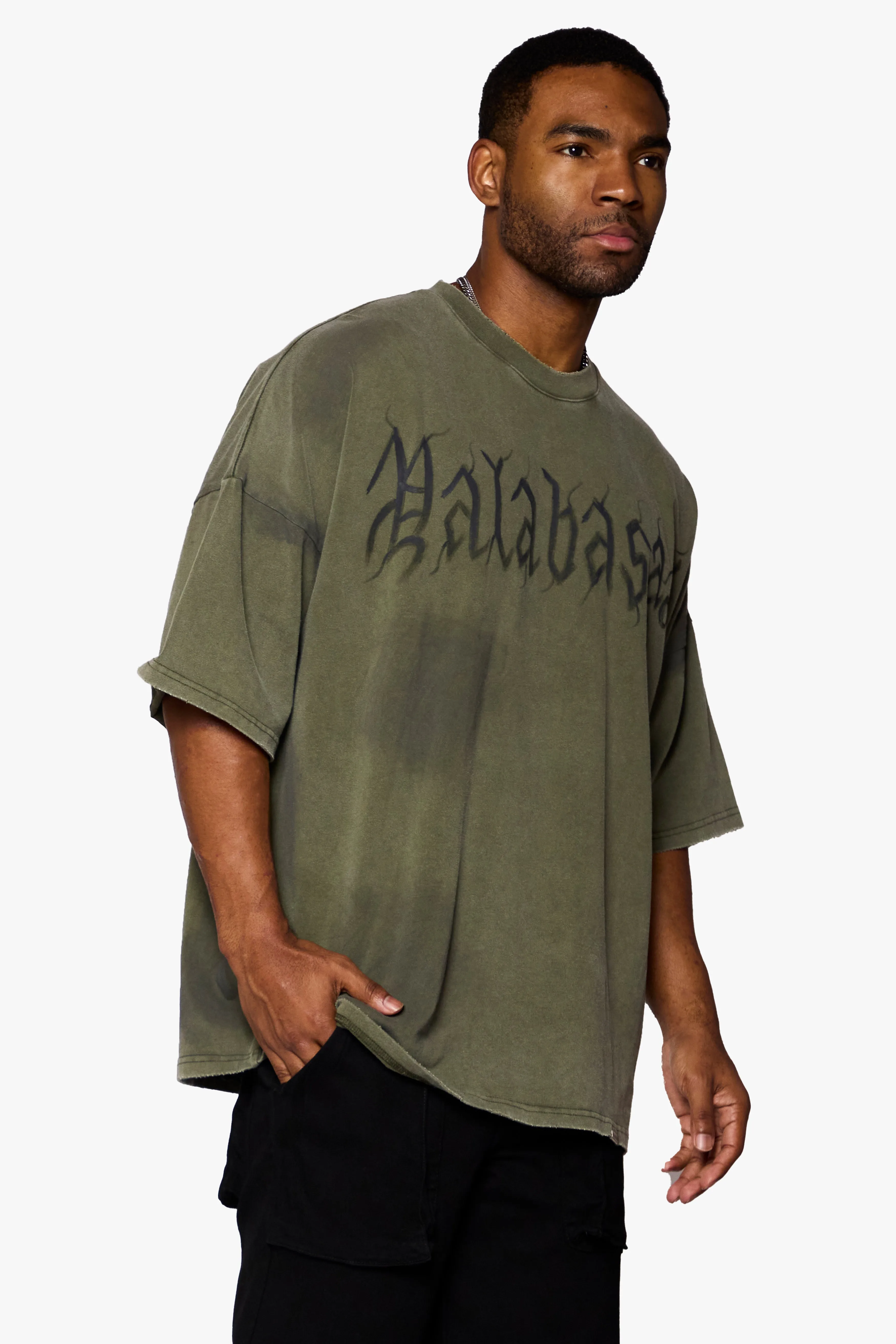 "INKED ENELGANCE" OVERSIZED TEE VINTAGE OLIVE sold by valabasas product image thumbnail 3