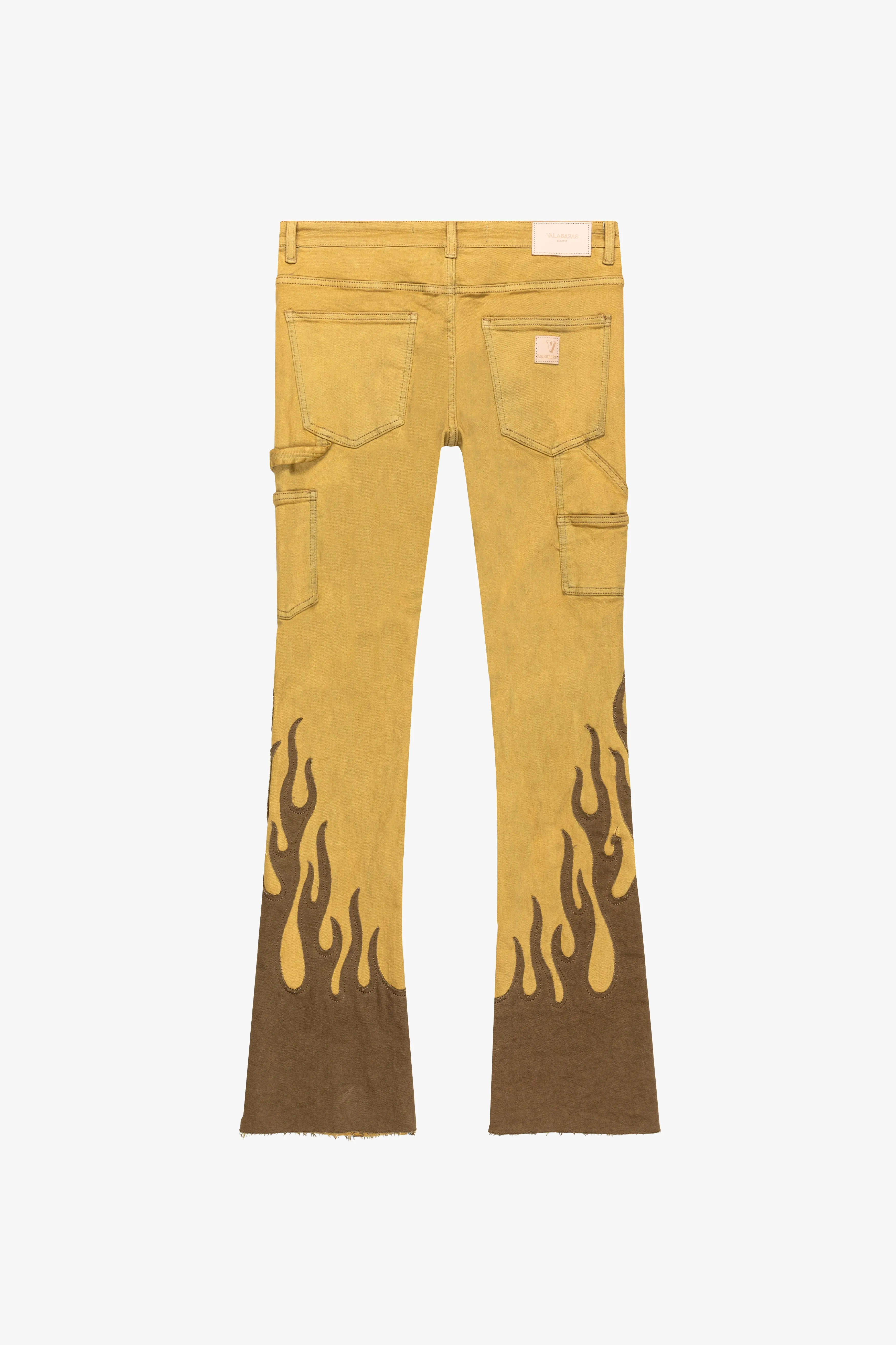 "FLAME” STACKED FLARE JEAN KHAKI BLUE sold by valabasas product image thumbnail 3