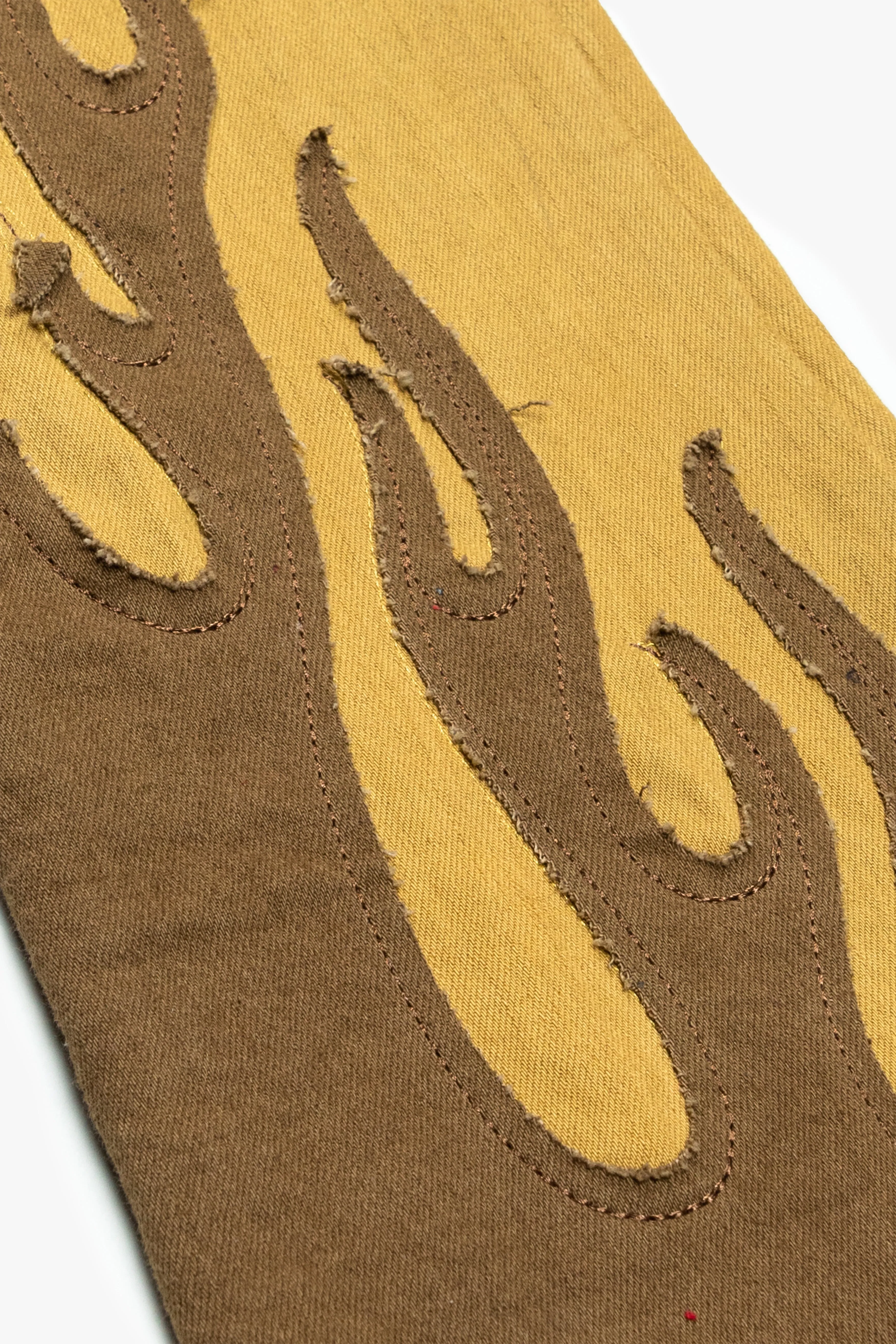 "FLAME” STACKED FLARE JEAN KHAKI BLUE sold by valabasas product image thumbnail 2