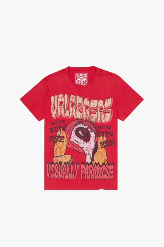 "V PARADISE" VINTAGE RED TEE sold by valabasas