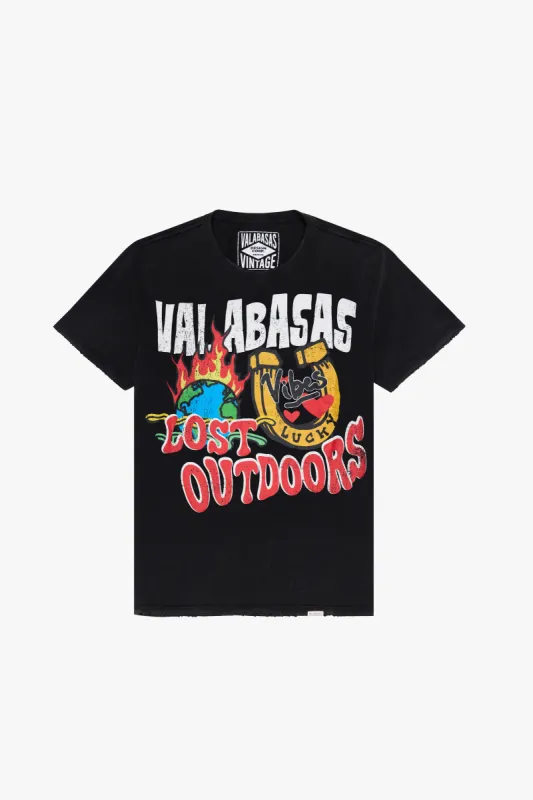 ‚ÄúLUCKY VIBES‚Äù VINTAGE BLACK TEE sold by valabasas
