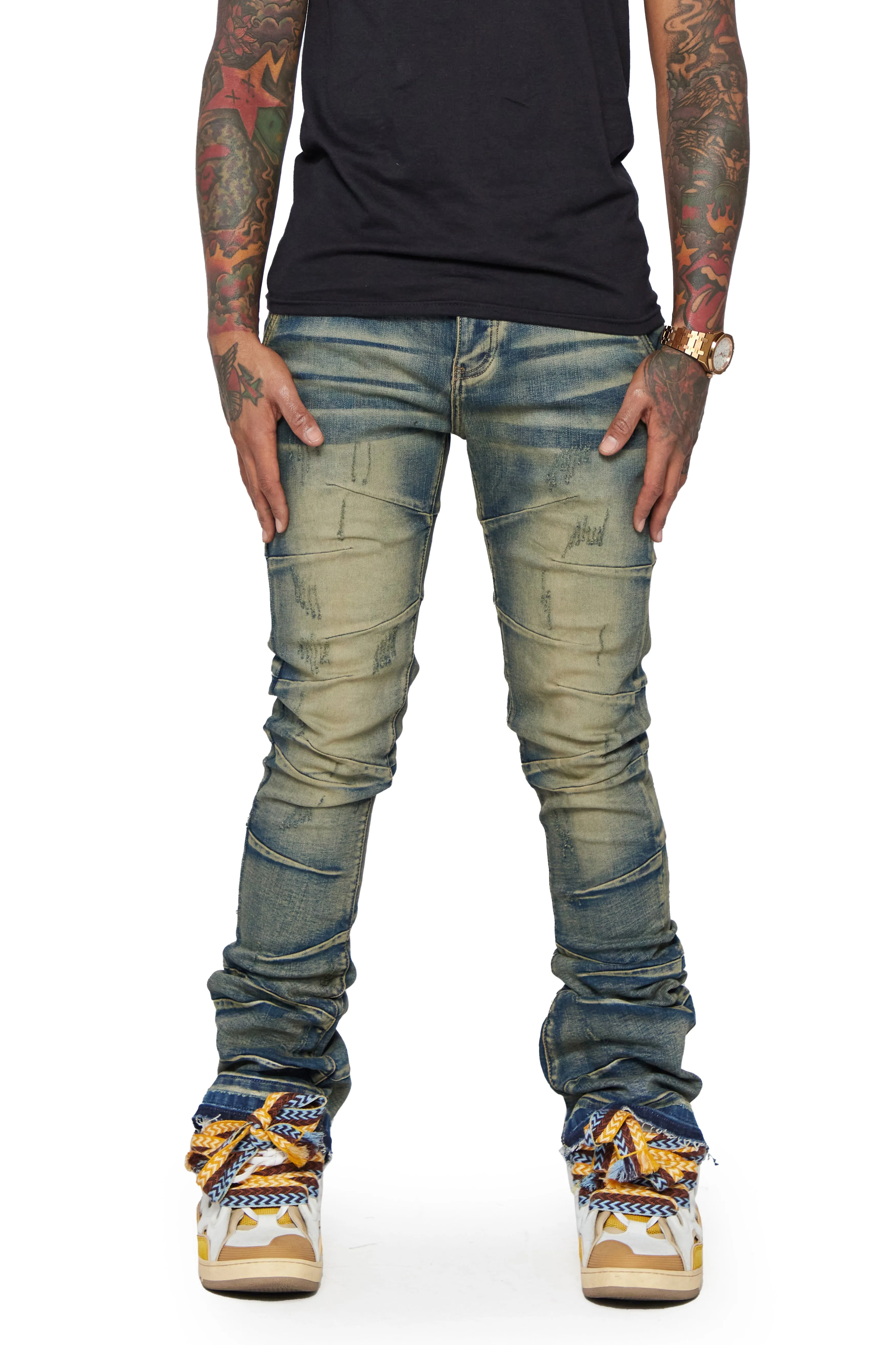 "WEST” Vintage wash Stacked Flare Jean sold by valabasas