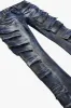 "PINNACLE” BLUE DIRTY WASH STACKED FLARE JEAN sold by valabasas