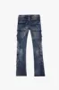 "PINNACLE” BLUE DIRTY WASH STACKED FLARE JEAN sold by valabasas