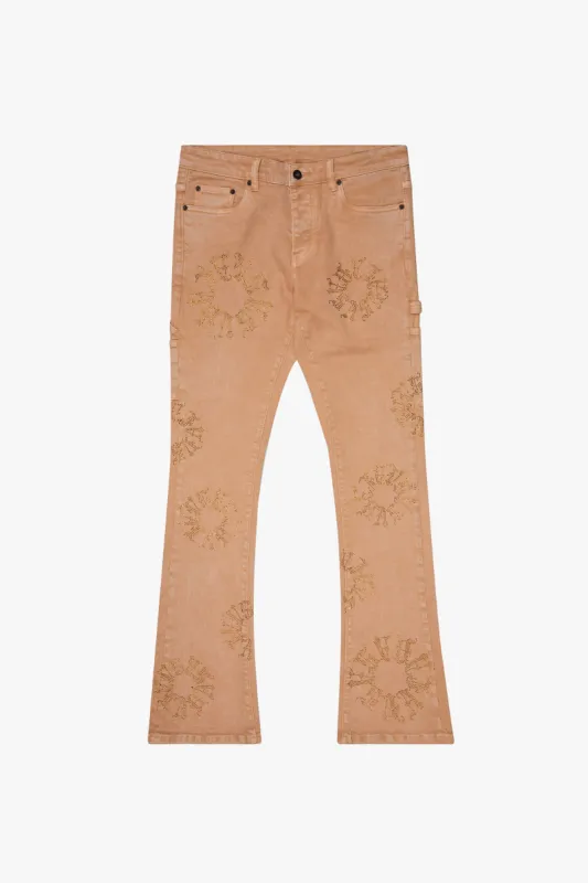 "RINGER” KHAKI STACKED FLARE JEAN sold by valabasas