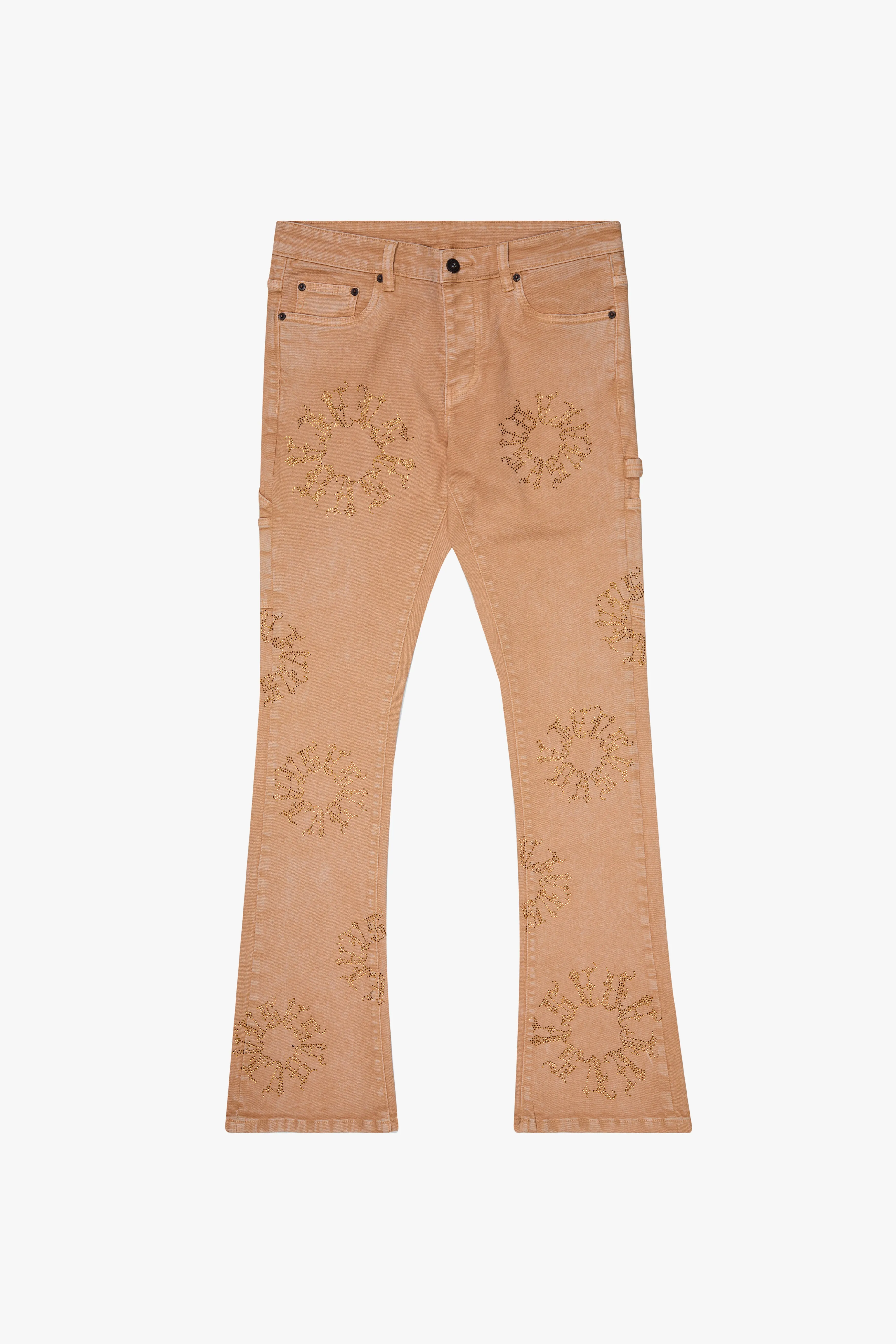 "RINGER” STACKED FLARE JEAN KHAKI sold by valabasas