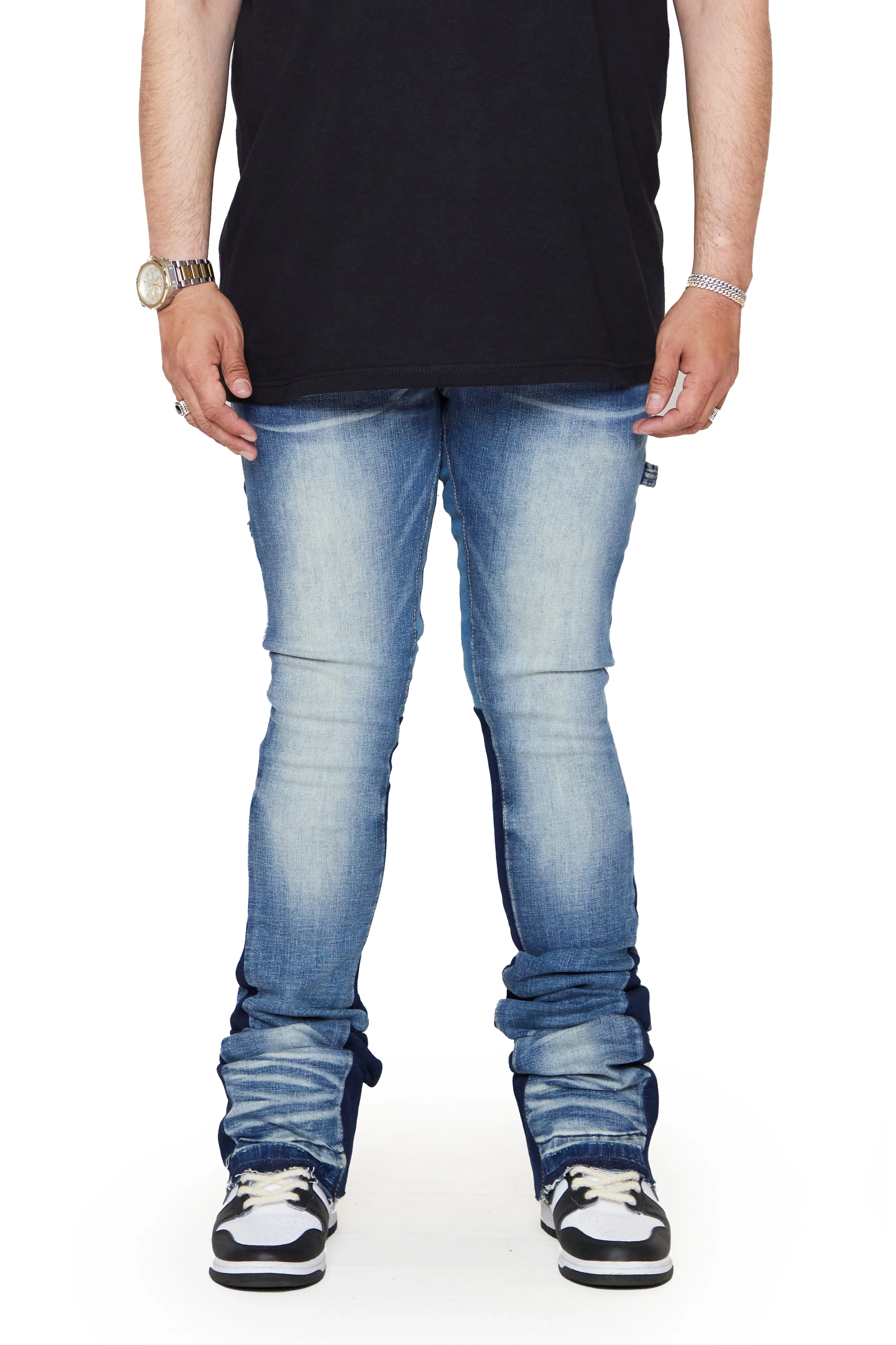 “VERTICLE” BLUE WASH STACKED FLARE JEAN sold by valabasas product image thumbnail 2