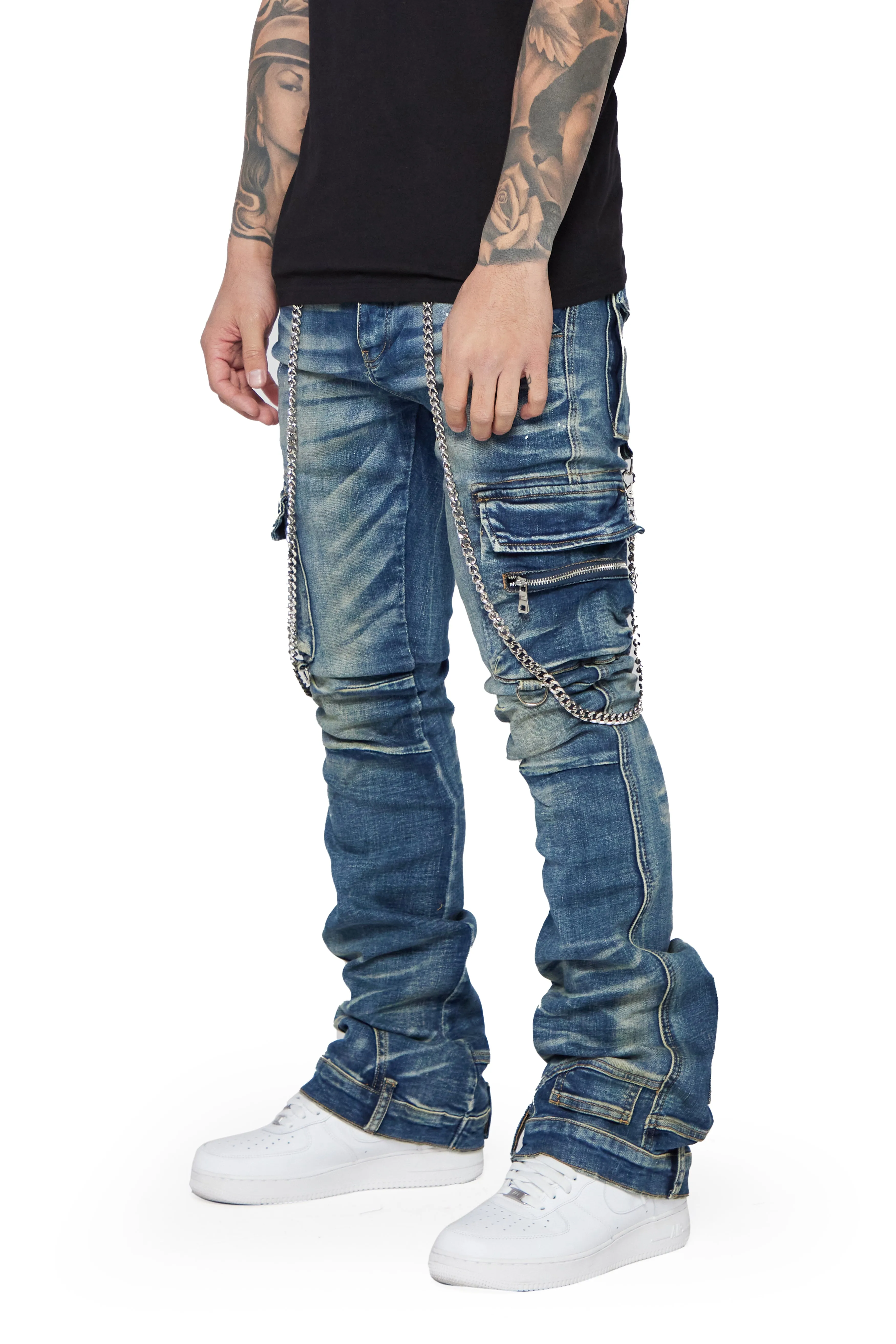 "AURA" LIGHT WASHED STACKED FLARE JEAN sold by valabasas product image thumbnail 4