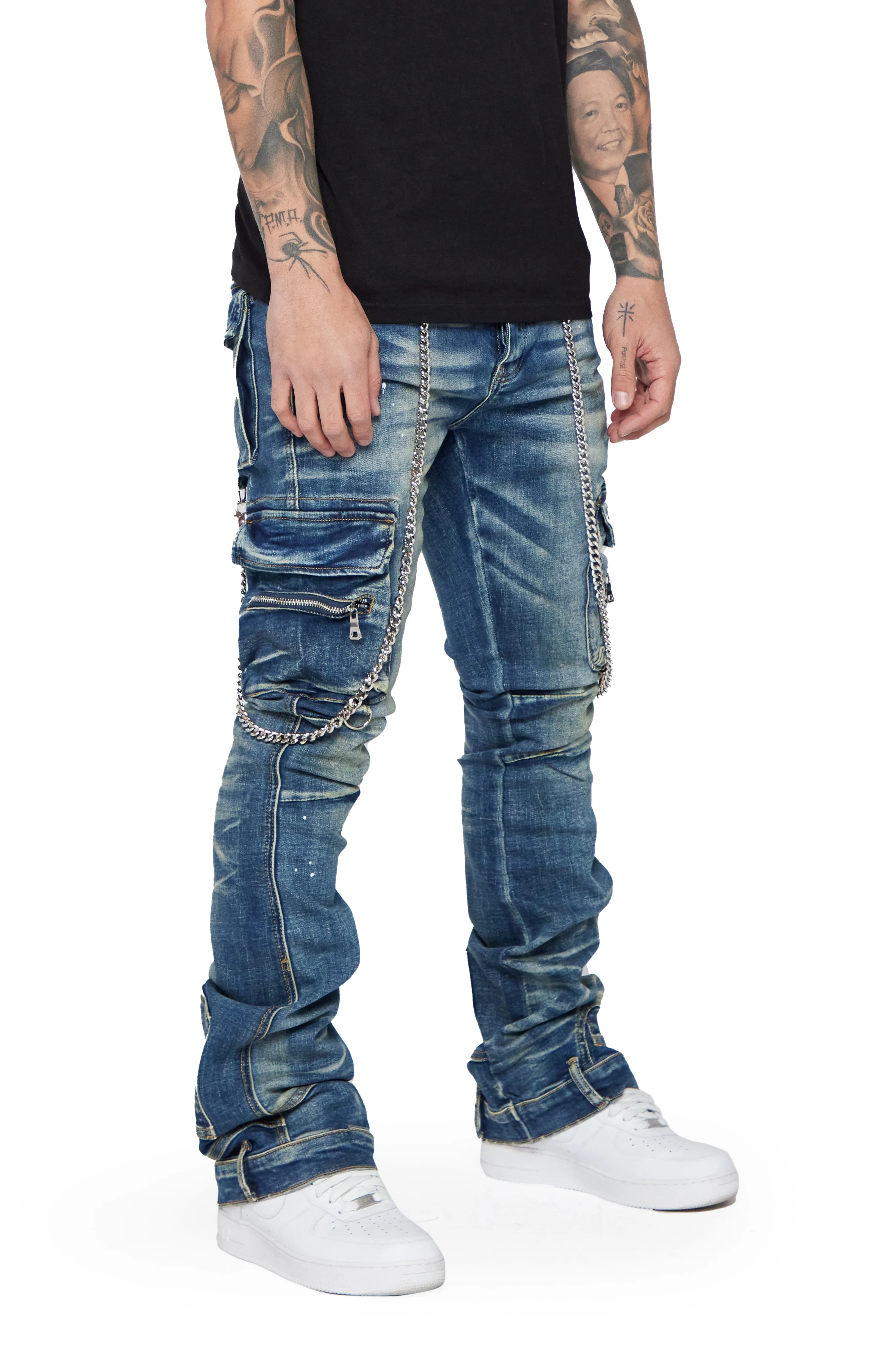 "AURA" LIGHT WASHED STACKED FLARE JEAN sold by valabasas product image thumbnail 3