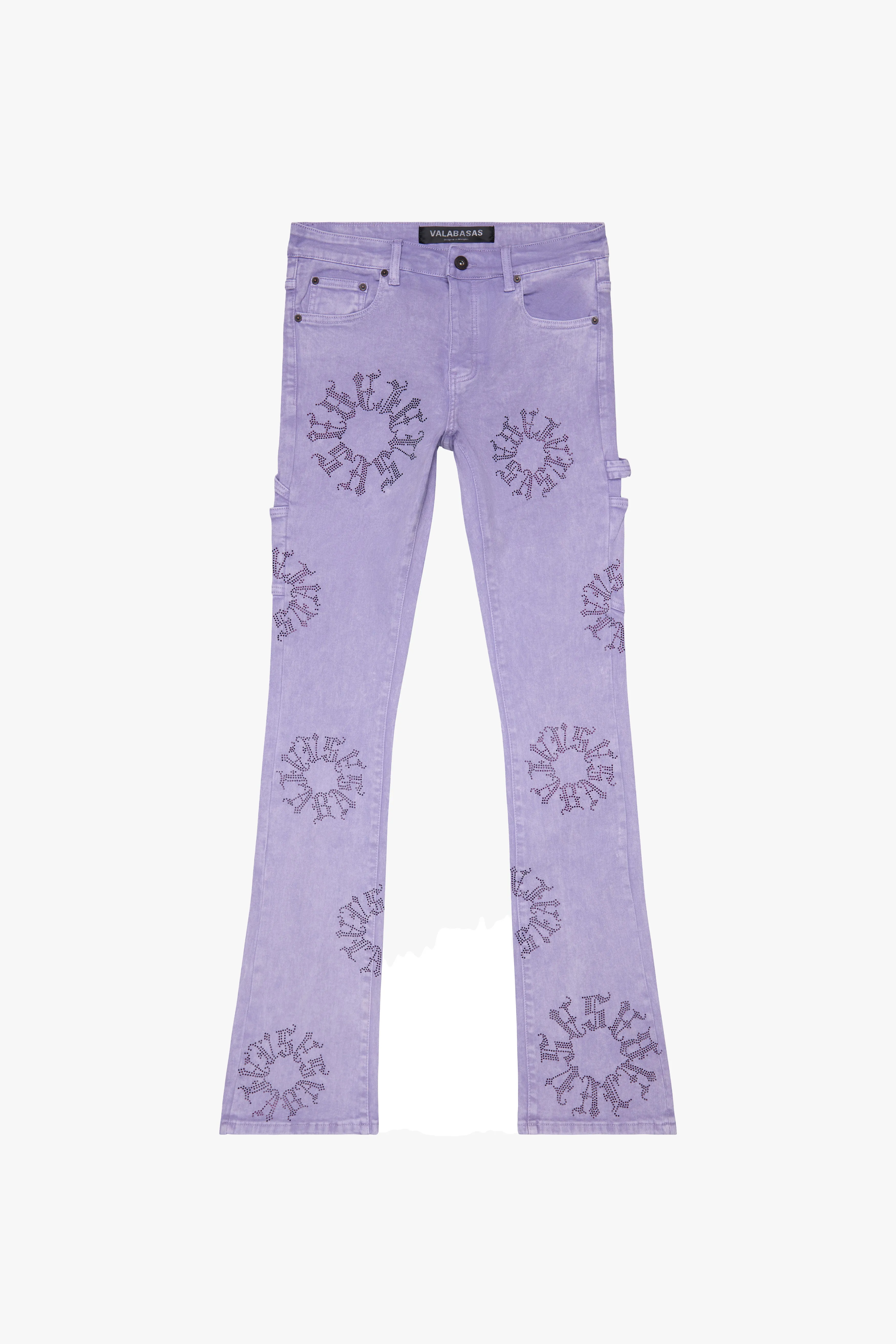 "RINGER” PLUM PURPLE STACKED FLARE JEAN sold by valabasas