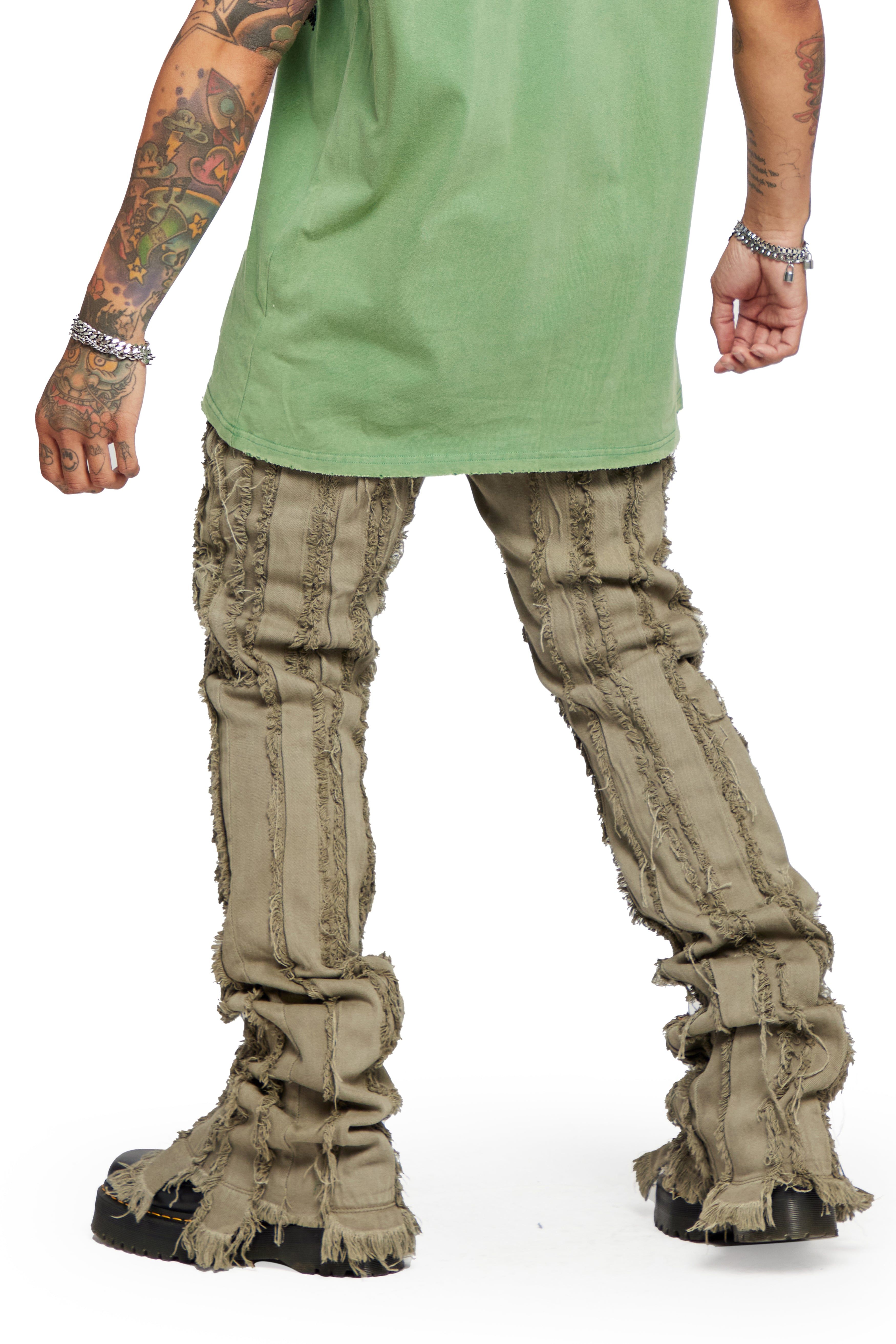 “BANDA” MOTH GREY GREEN STACKED FLARE JEAN sold by valabasas product image thumbnail 2