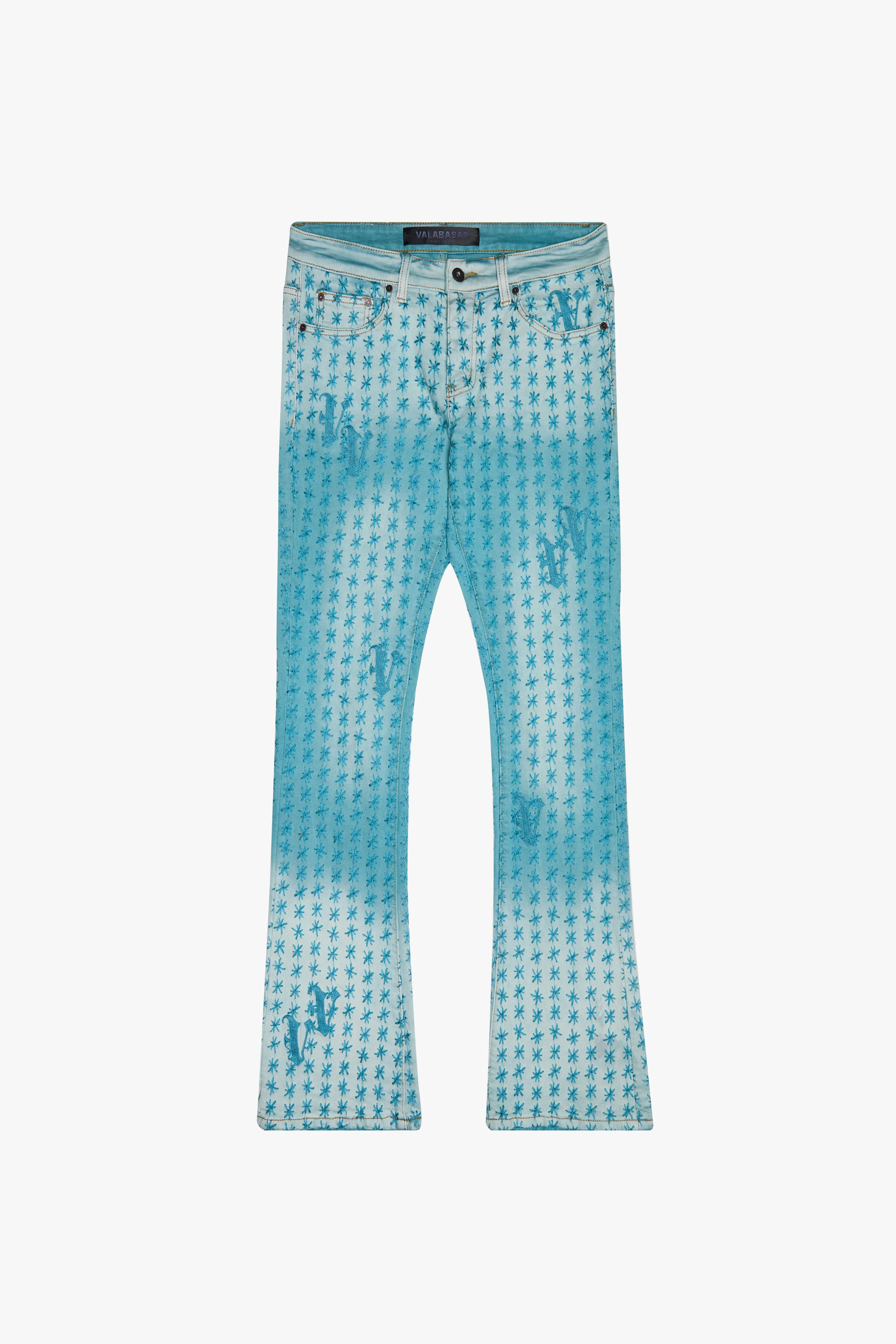 "ASTERISK" STACKED FLARE LT.BLUE/BLUE sold by valabasas