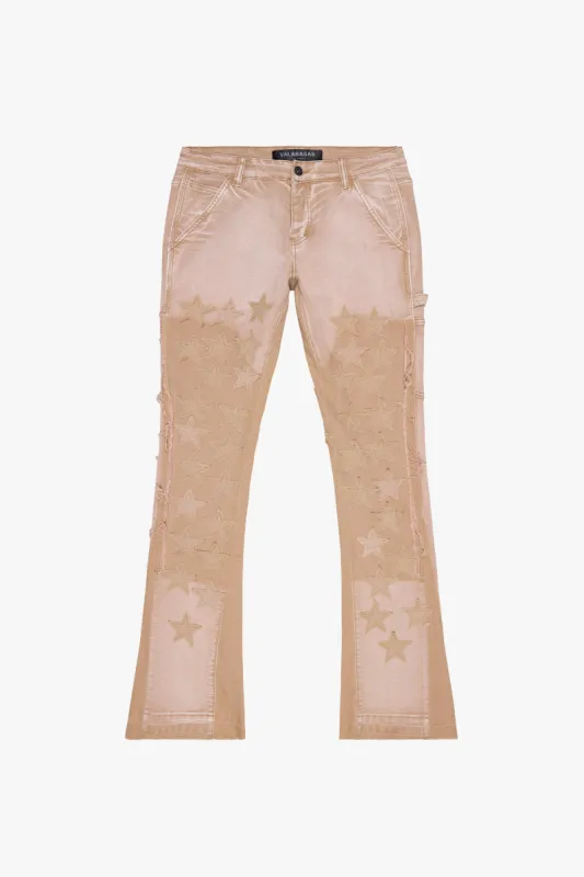 "V-STARS” LIGHT BROWN WASH/KHAKI STACKED FLARE JEAN sold by valabasas