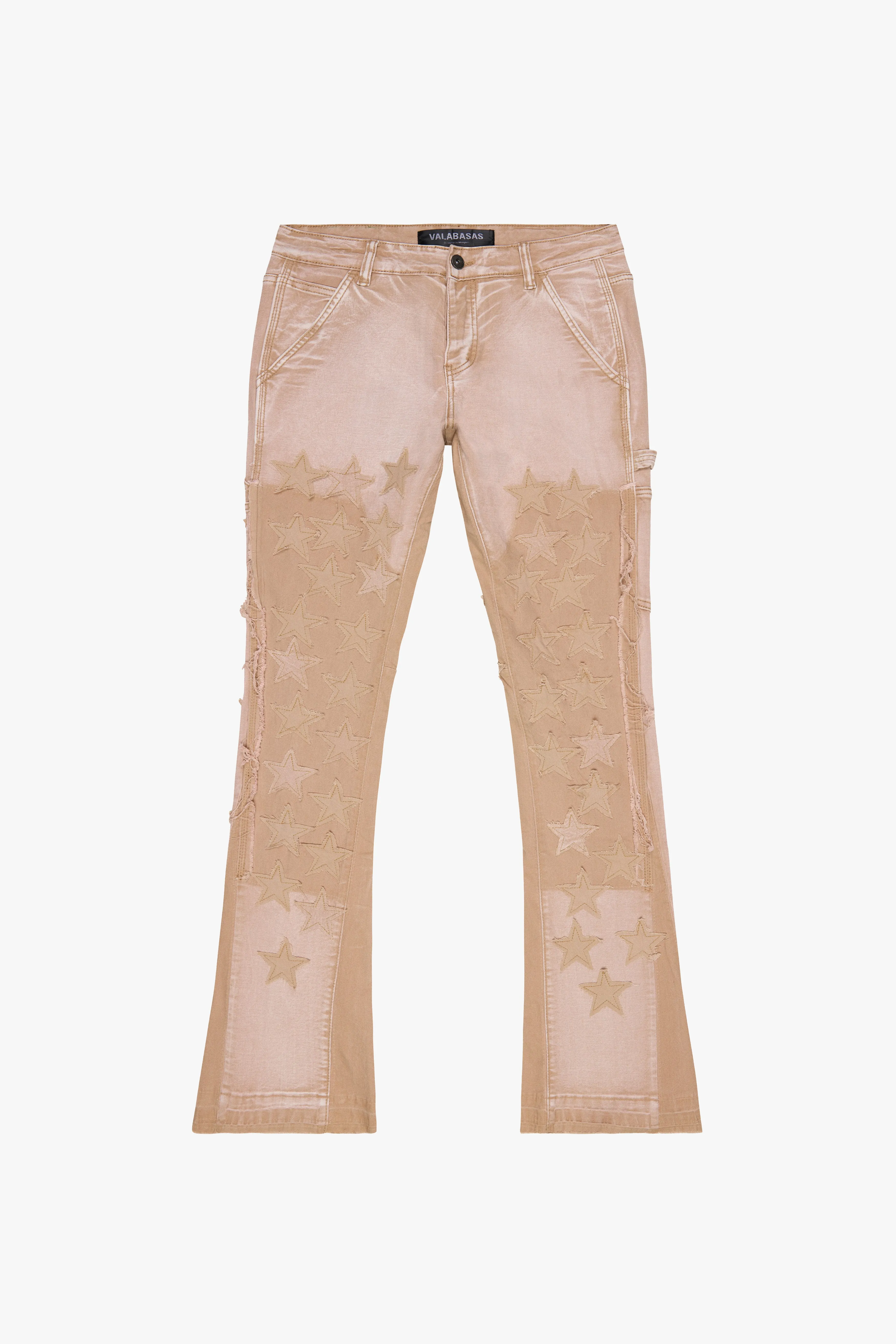 "V-STARS” STACKED FLARE JEAN LIGHT BROWN WASH/KHAKI sold by valabasas