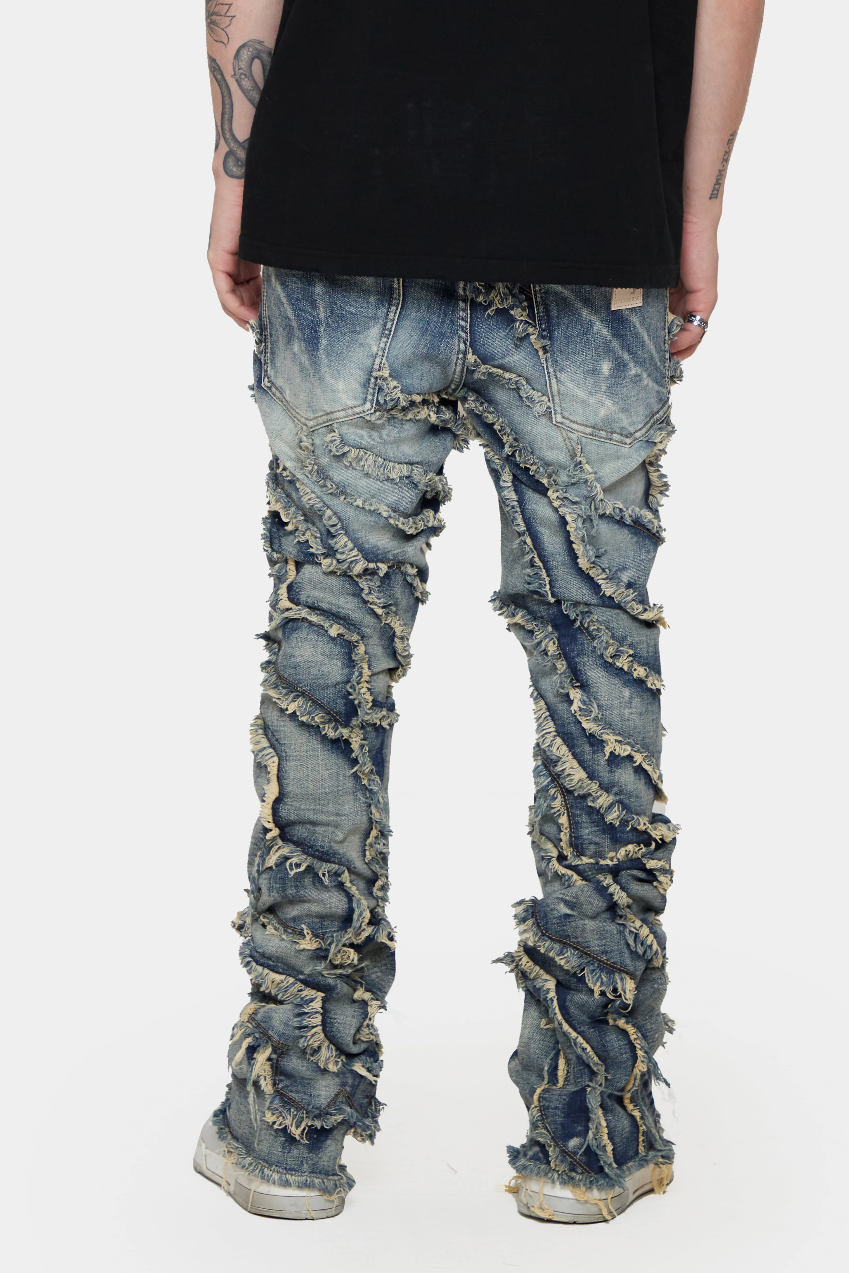 "GRIT” DARK BLUE STACKED FLARE JEAN sold by valabasas product image thumbnail 2