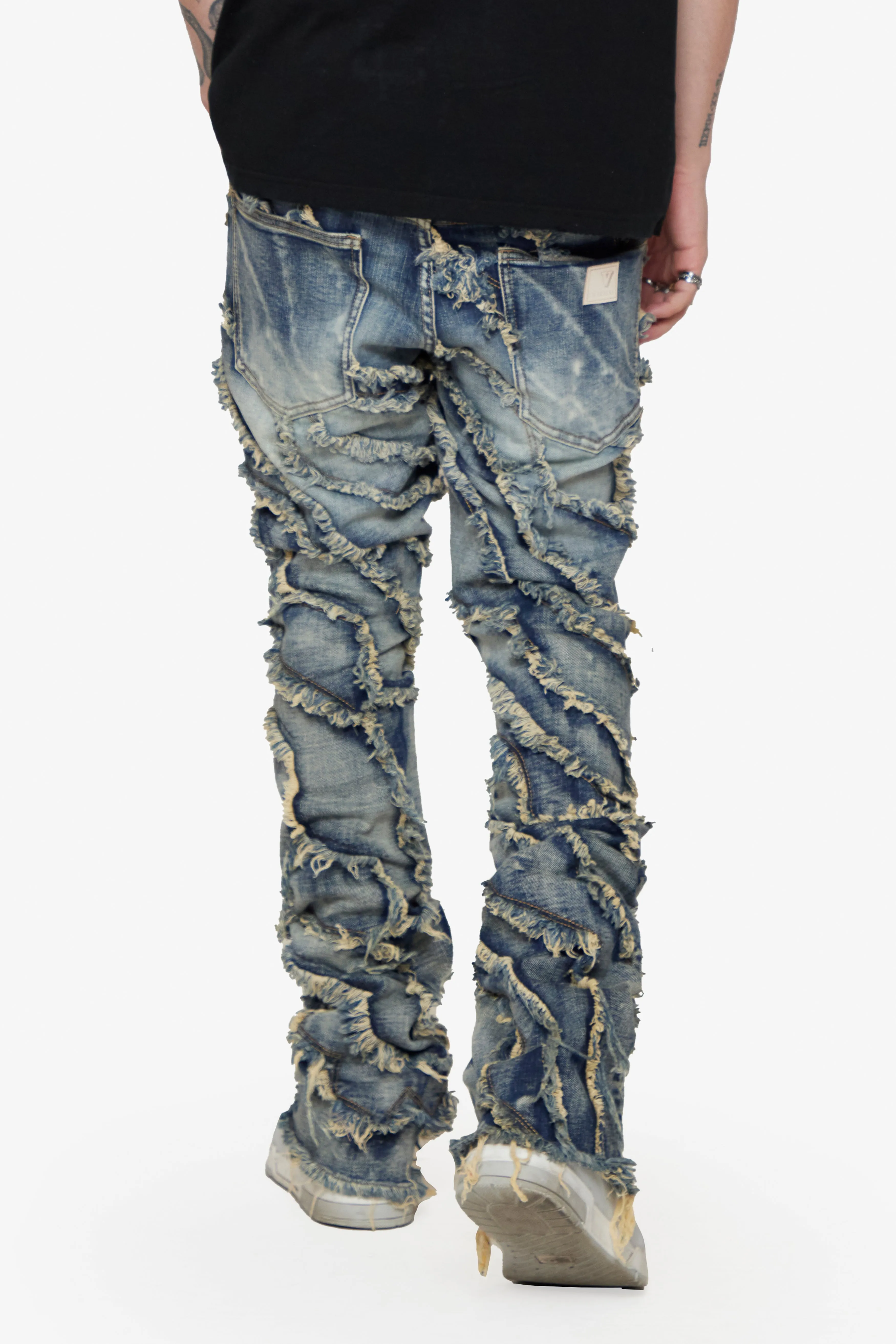 "GRIT” DARK BLUE STACKED FLARE JEAN sold by valabasas product image thumbnail 3