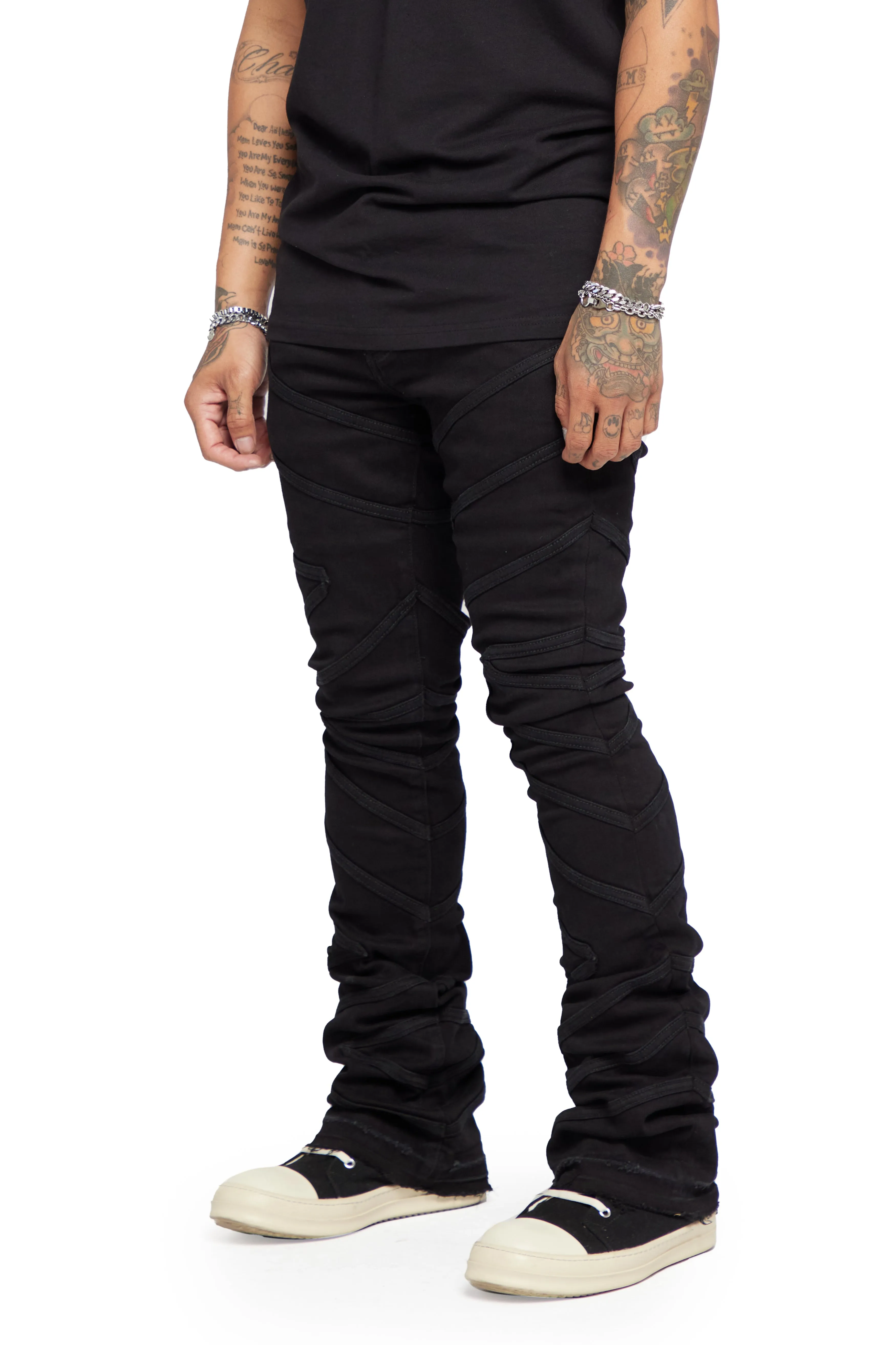 “CASSIUS” BLACK STACKED FLARE JEAN sold by valabasas product image thumbnail 5
