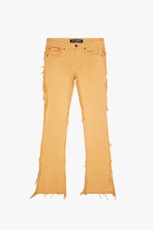 "SKYLINE" STACKED FLARE JEAN HONEY ORANGE sold by valabasas