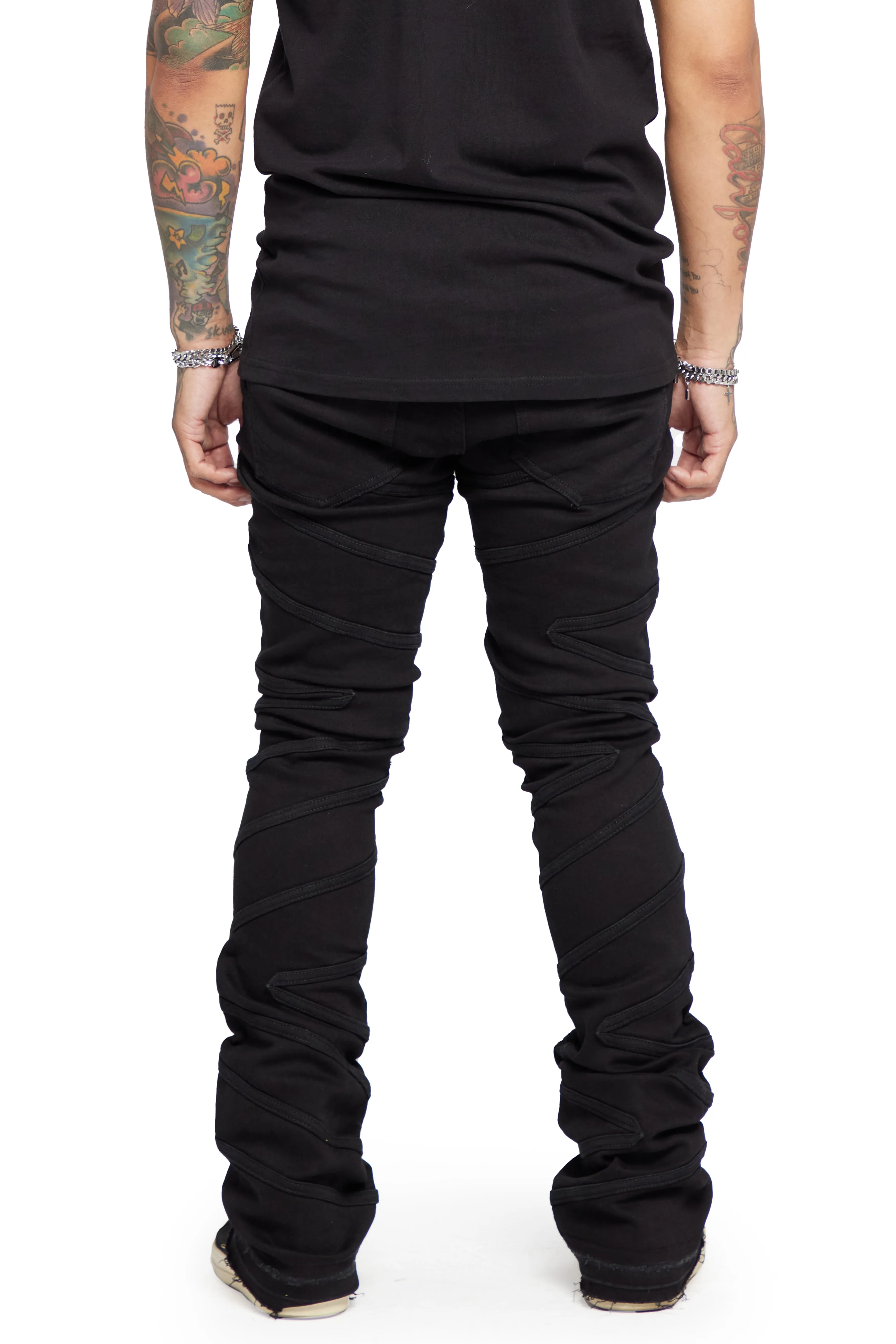 “CASSIUS” BLACK STACKED FLARE JEAN sold by valabasas product image thumbnail 4