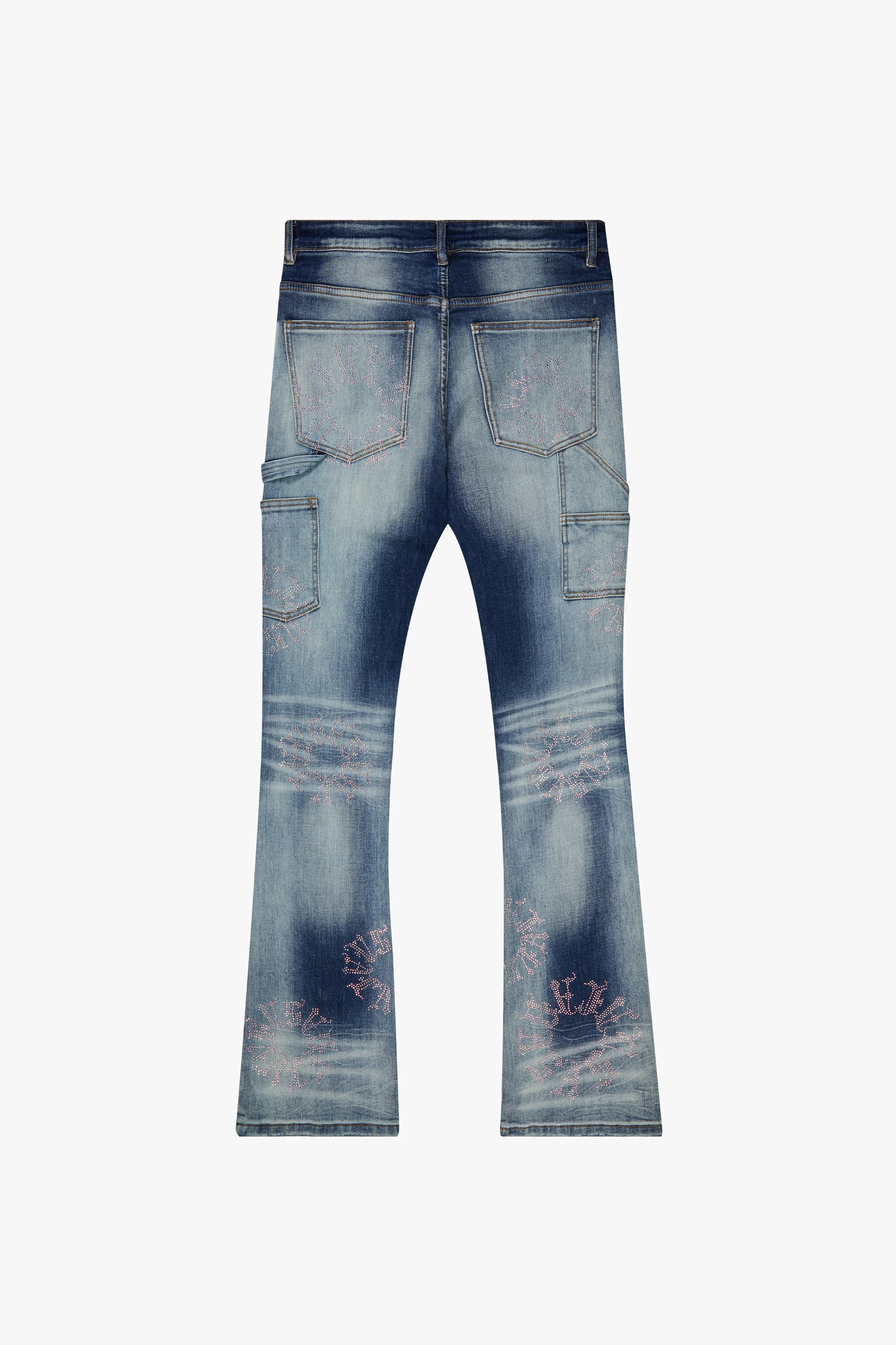 "RINGER” STACKED FLARE JEAN DARK BLUE WASH sold by valabasas product image thumbnail 4