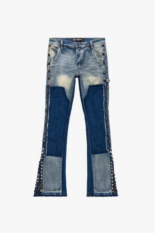 "GLAZ" BLUE BIANCA STACKED FLARE JEAN sold by valabasas