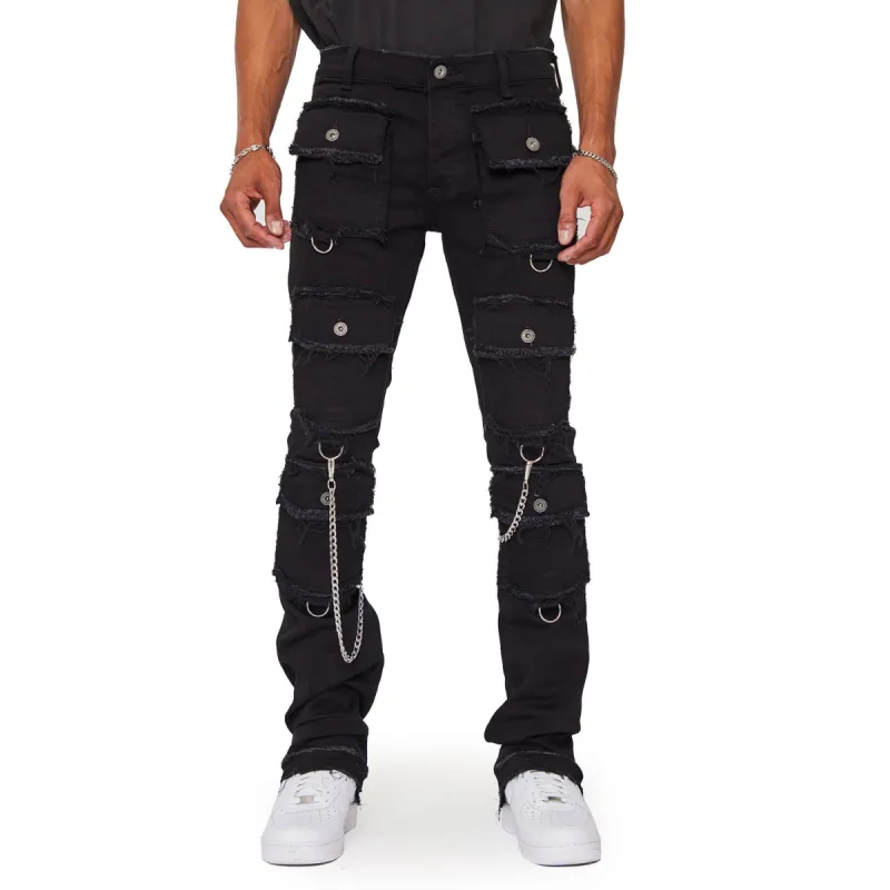 “HYBRID'' NERO STACKED FLARE JEAN sold by valabasas