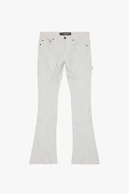 "ZERO”  FLARE JEAN WHITE STACKED sold by valabasas