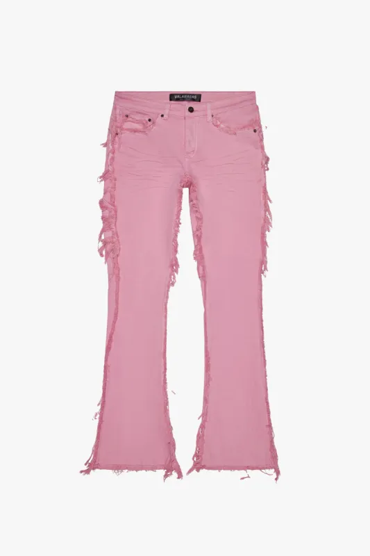 "SKYLINE" PINK STACKED FLARE JEAN sold by valabasas