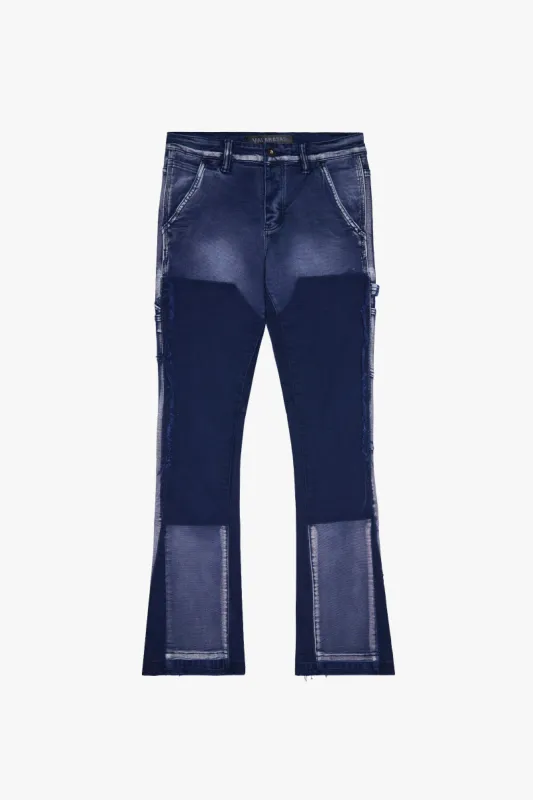 "THE CARPENTER” BLUE STACKED FLARE JEAN sold by valabasas