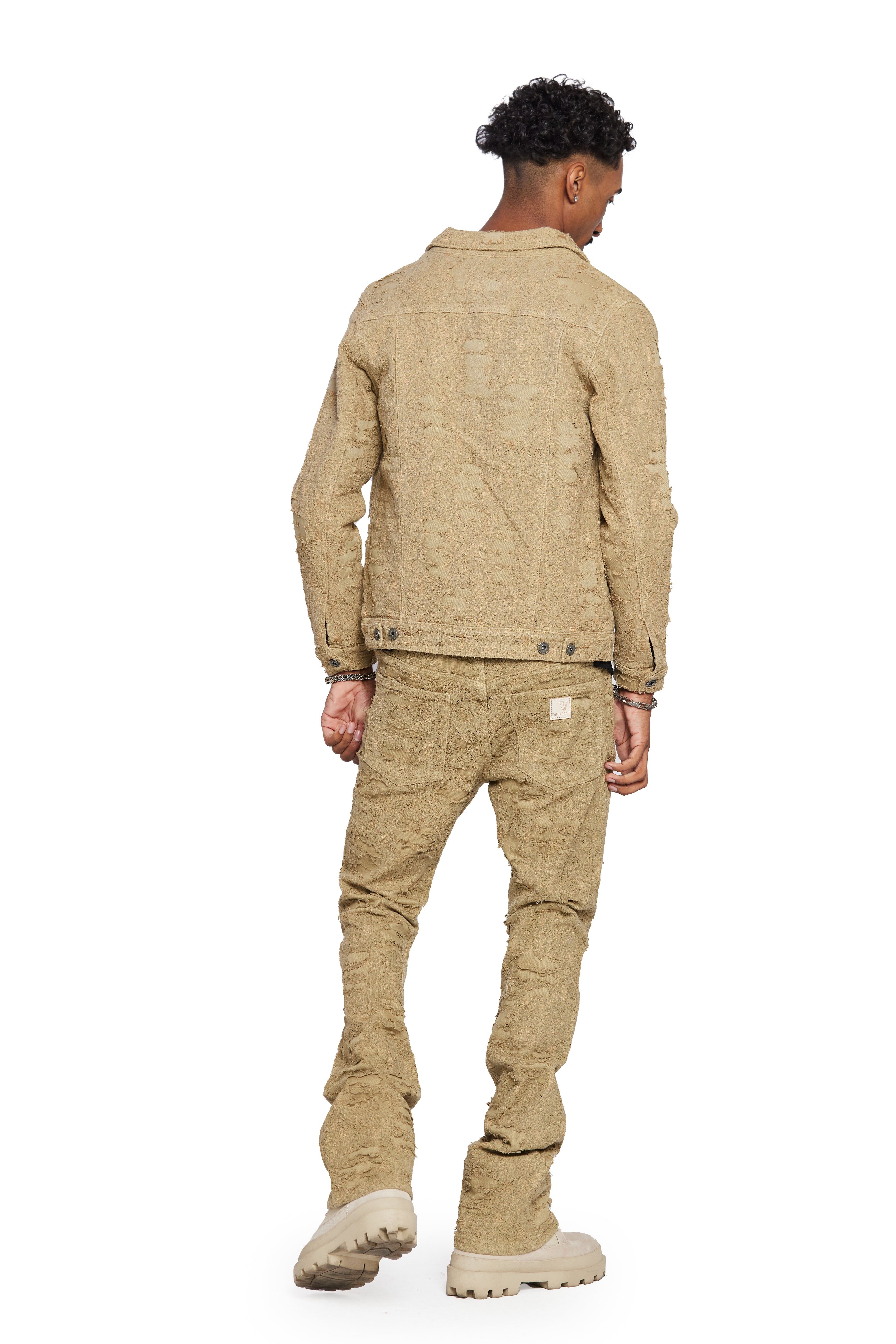 "BLUE MOON" KHAKI STACKED FLARE JEAN sold by valabasas product image thumbnail 3