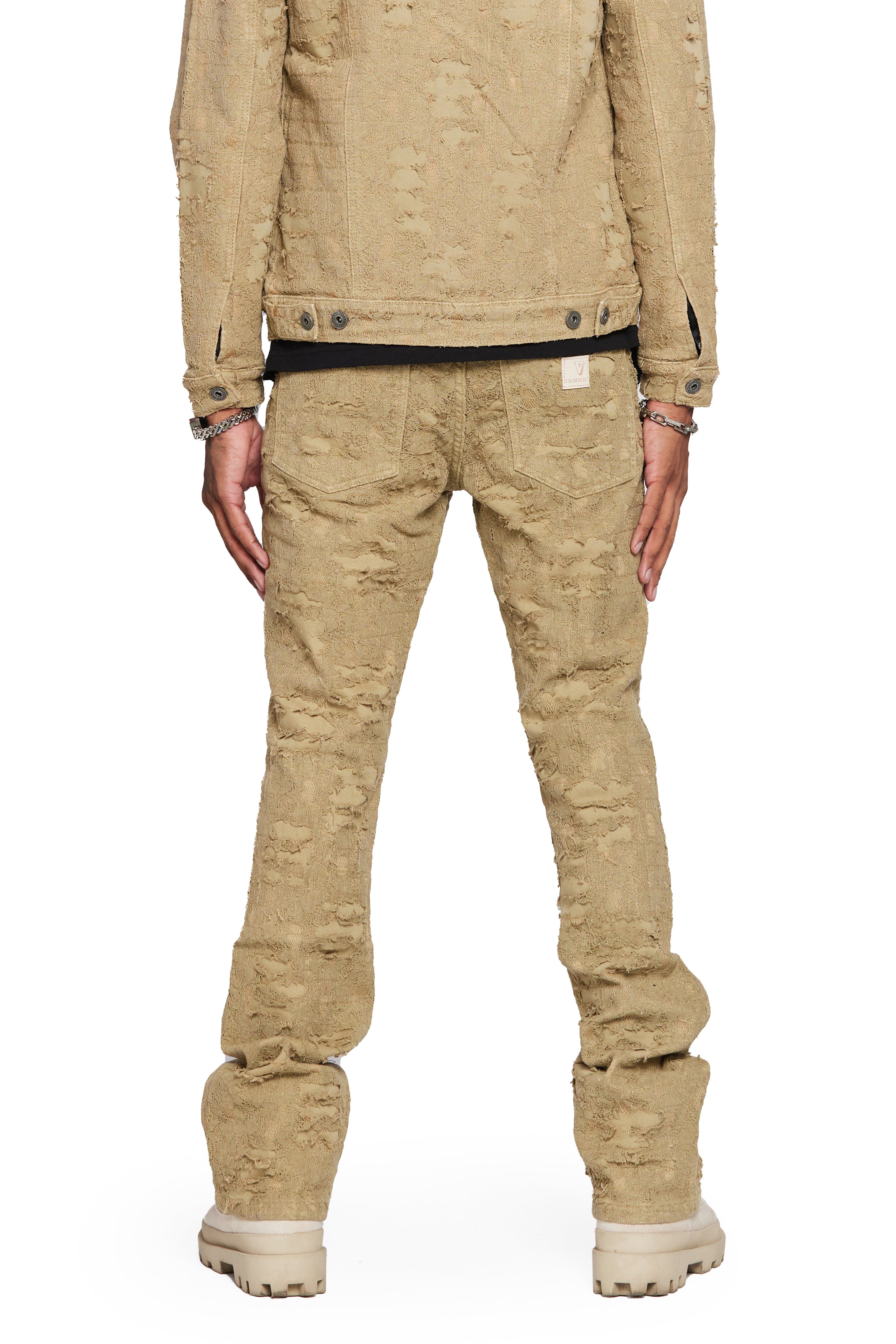 "BLUE MOON" KHAKI STACKED FLARE JEAN sold by valabasas product image thumbnail 5