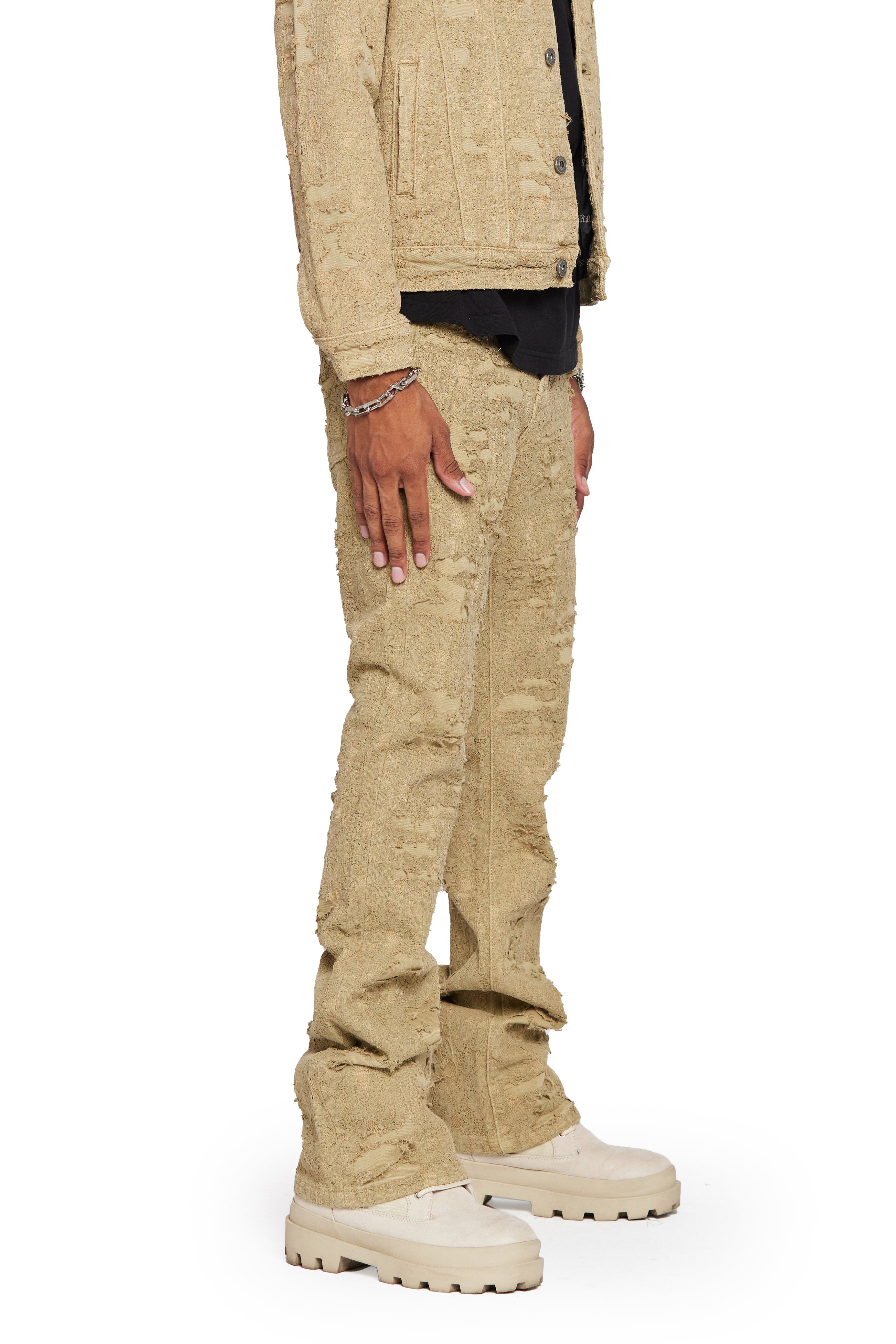 "BLUE MOON" KHAKI STACKED FLARE JEAN sold by valabasas product image thumbnail 6
