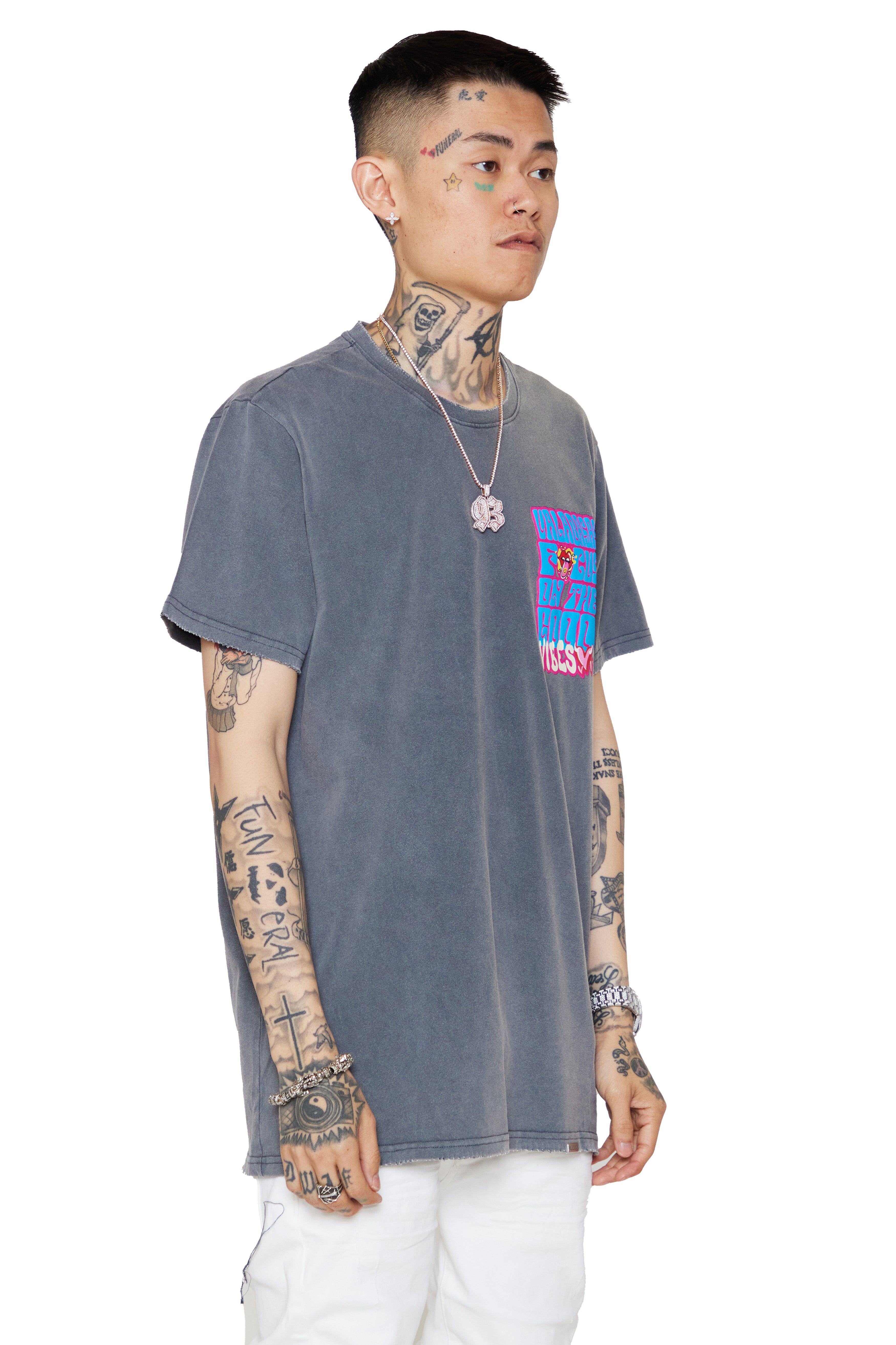 "GOOD VIBES" VINTAGE GREY TEE sold by valabasas product image thumbnail 4