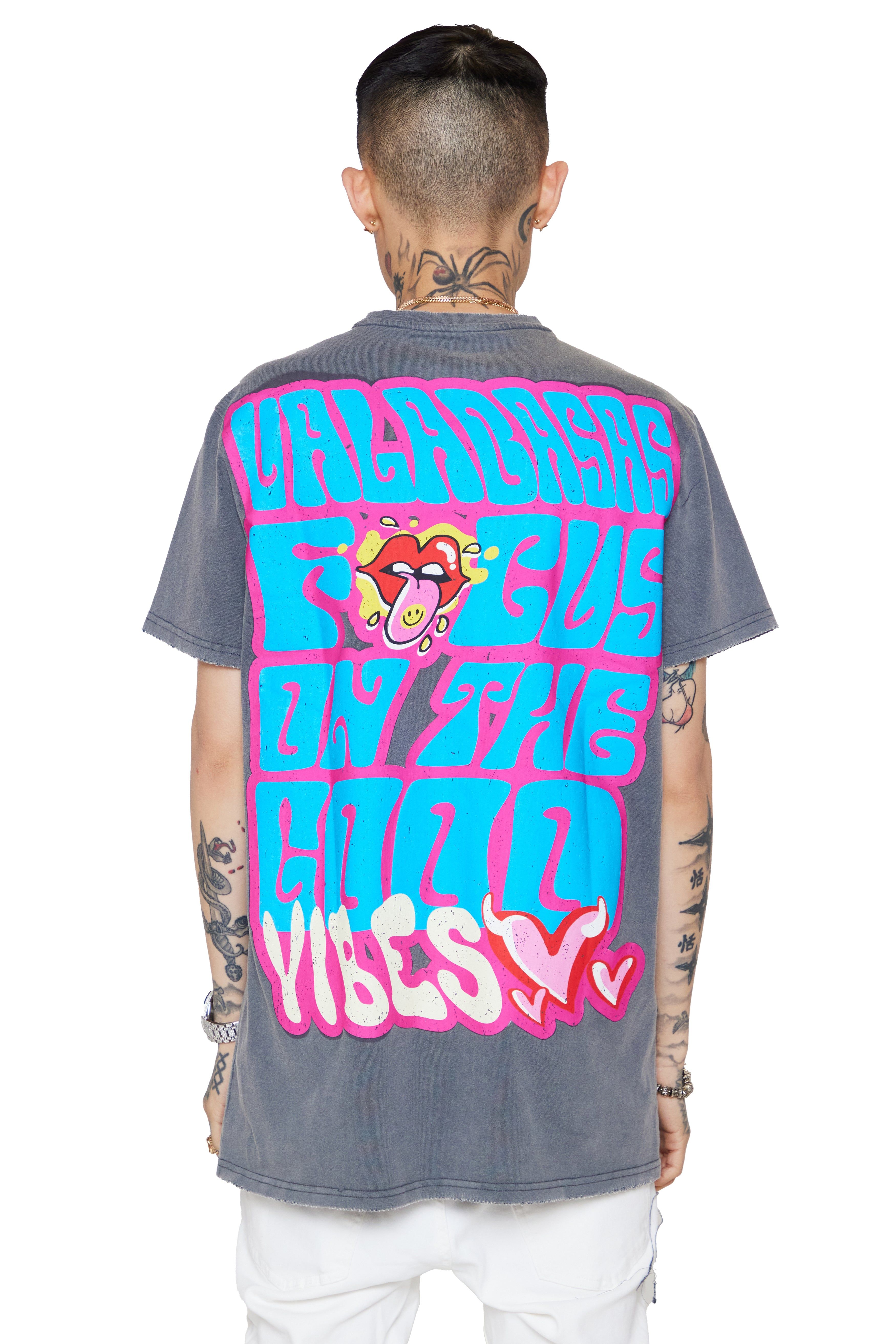 "GOOD VIBES" VINTAGE GREY TEE sold by valabasas product image thumbnail 3