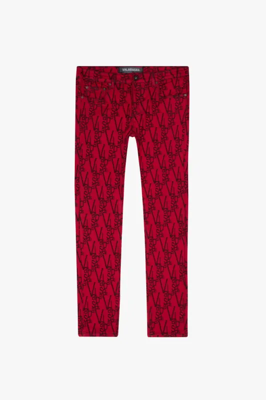 "V-INK" BLACK RED SKINNY JEAN sold by valabasas