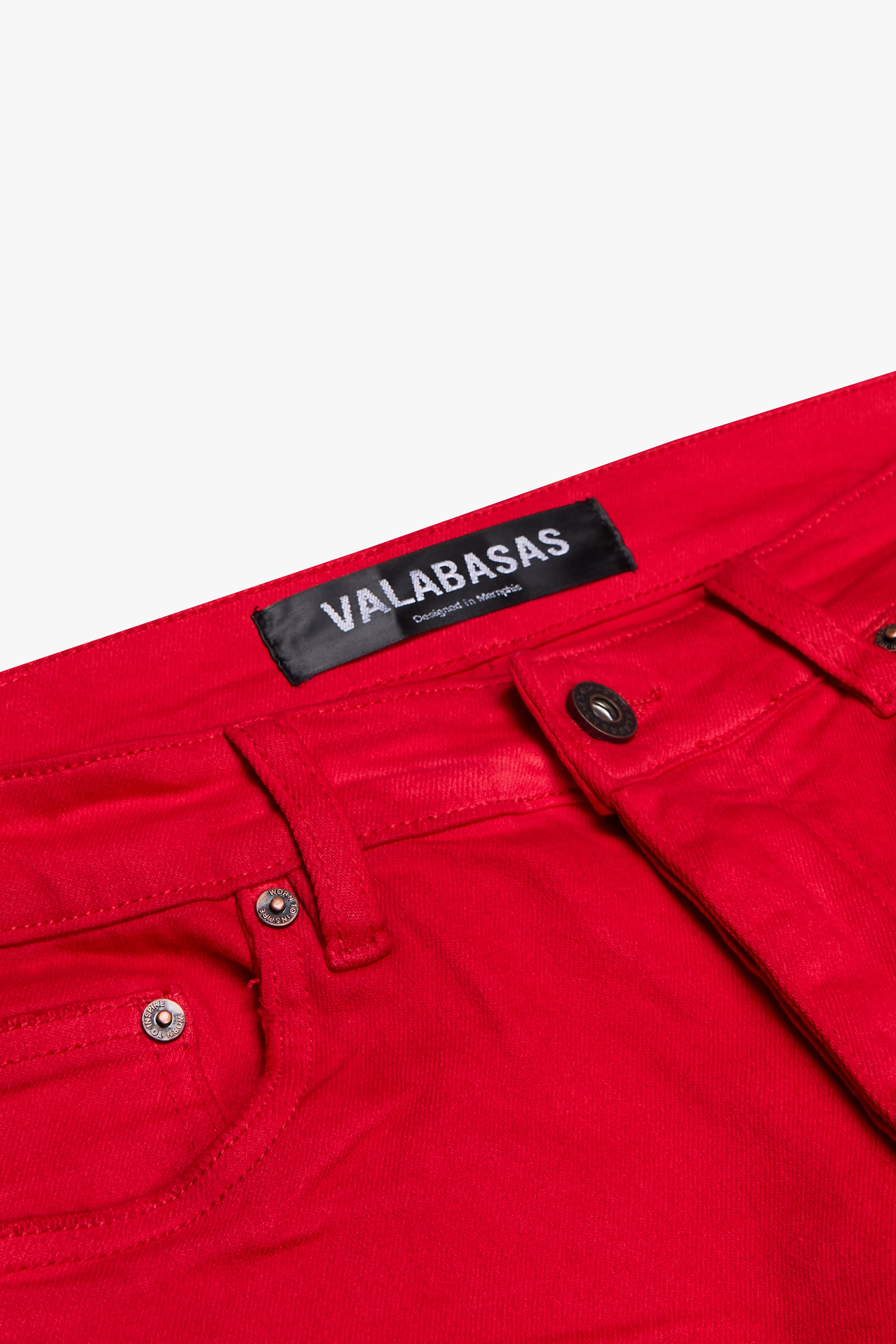 "MR. EXTENDO" STACKED FLARE JEAN RED sold by valabasas product image thumbnail 2