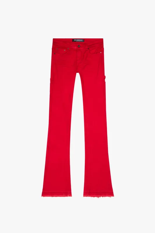 "MR. EXTENDO" RED STACKED FLARE JEAN sold by valabasas