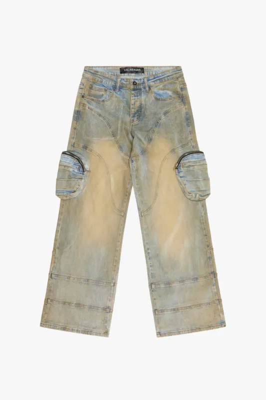 "KNEEBOARD" VINTAGE WASH BAGGY DENIM JEAN sold by valabasas